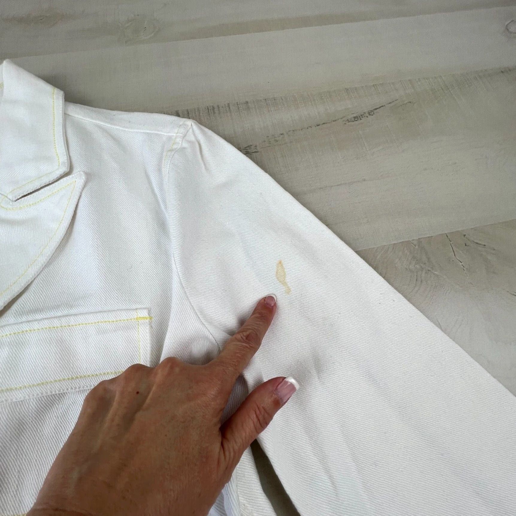 Vintage Luxurious Embellished White Cotton Button Front Large Women's Jacket by Larry Levine Size L / US 10 / IT 46 - 3 Thumbnail