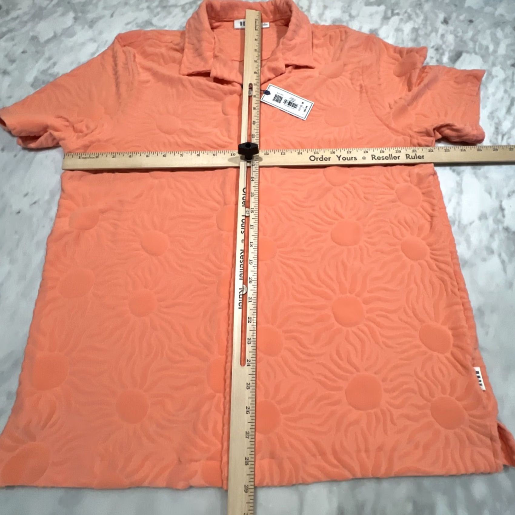 Vintage ROWM Button Up Shirt Men’s Large Short Sleeve Soft Textured Suns Salmon NWT Size US L / EU 52-54 / 3 - 7 Thumbnail
