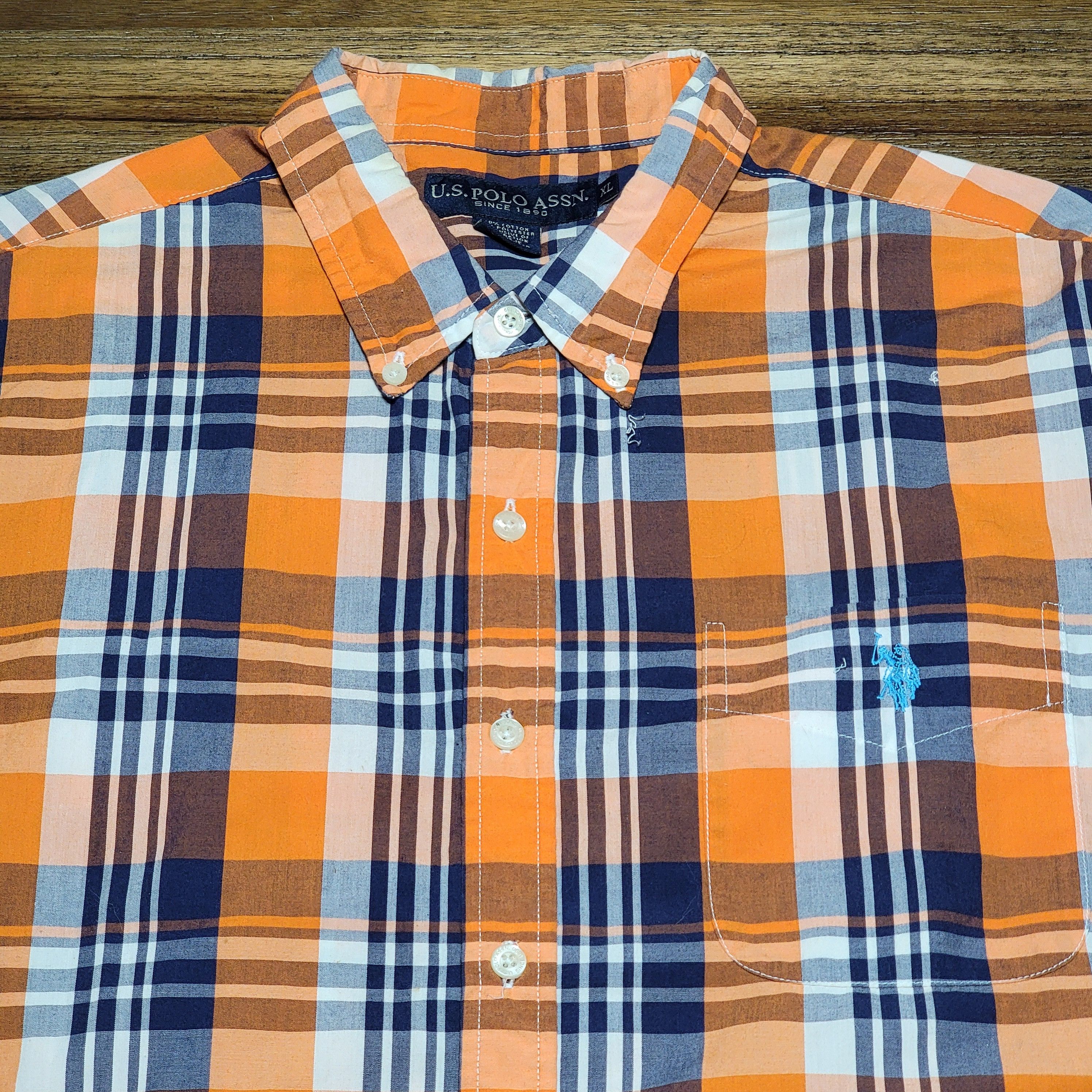 U.S. Polo Assn. U.S. Polo Assn. SS Orange Plaid Button Up Shirt - Size XL Size US XL / EU 56 / 4 - 2 Thumbnail
