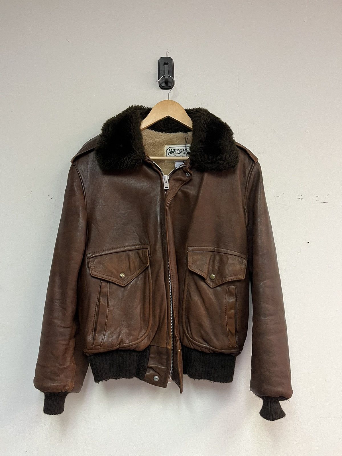 American Eagle Outfitters 70’s American Eagle Leather Bomber Jacket Size US S / EU 44-46 / 1 - 1 Thumbnail