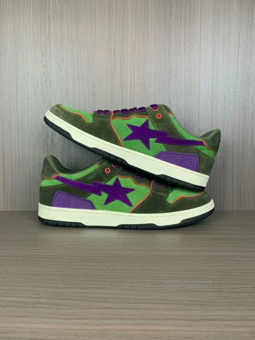 Bape bape sk8 green purple sneakers with original box. Size US 11 / EU 44 - 4 Thumbnail