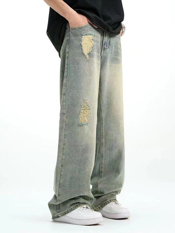 Vintage Men's Retro Casual Loose Straight Leg Ripped Jeans Size US 32 / EU 48 - 4 Thumbnail