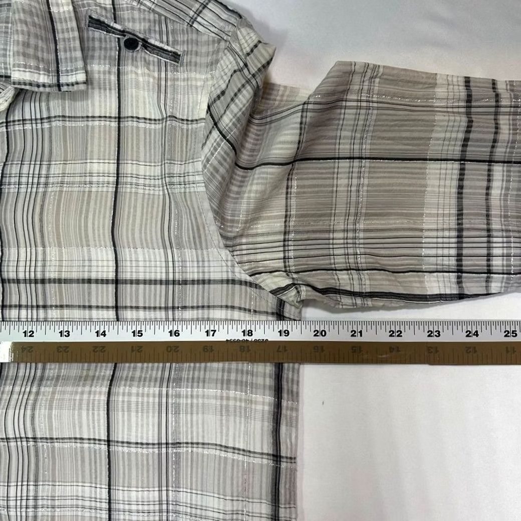 Diesel Diesel Womens Medium Gray Slim Fit Plaid Button Down Shirt Size M / US 6-8 / IT 42-44 - 8 Thumbnail