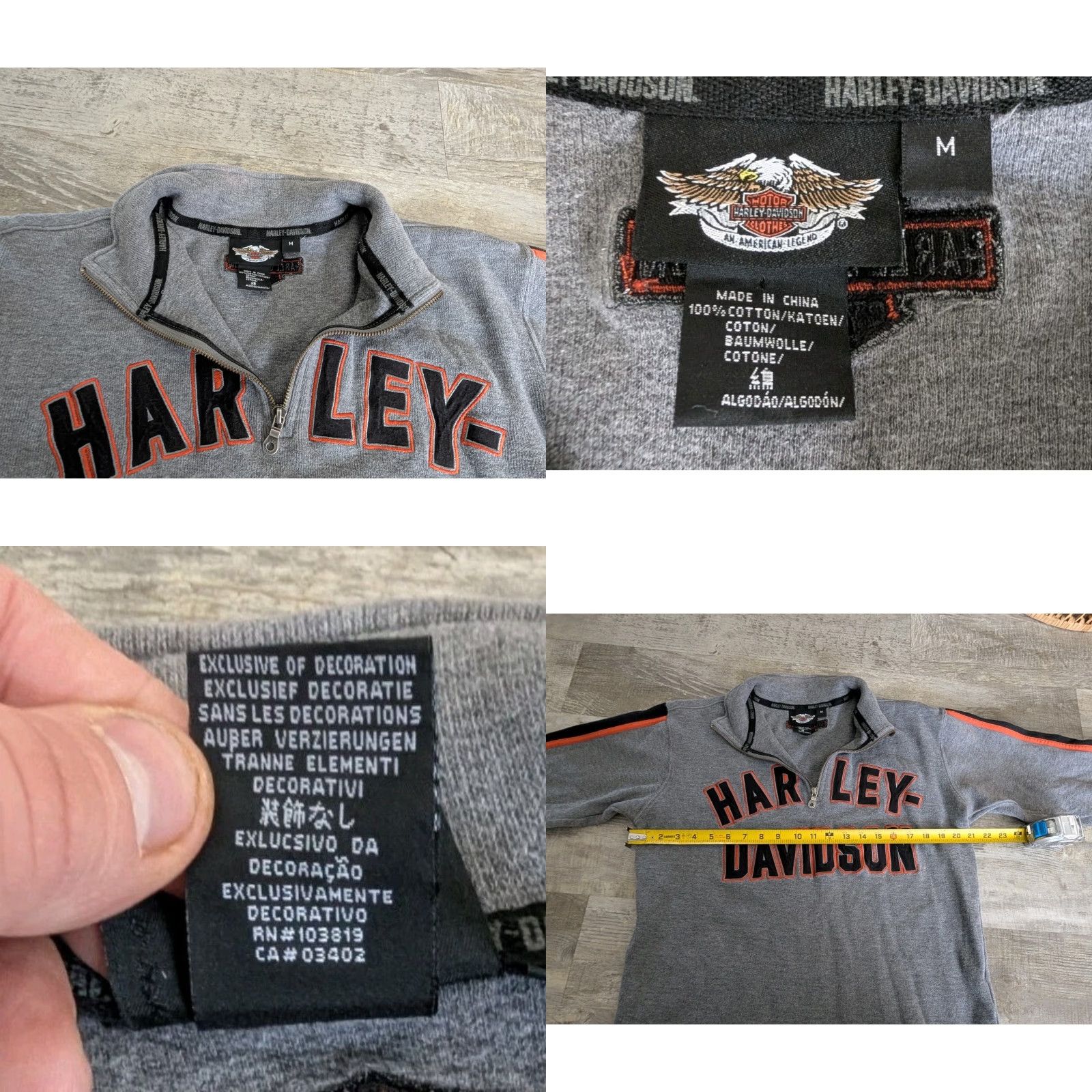 Harley Davidson VINTAGE Harley-Davidson Pullover 1/4 Zip Thermal Waffle Sweater M Gray Knit Logo Shirt Mens Size US M / EU 48-50 / 2 - 8 Thumbnail