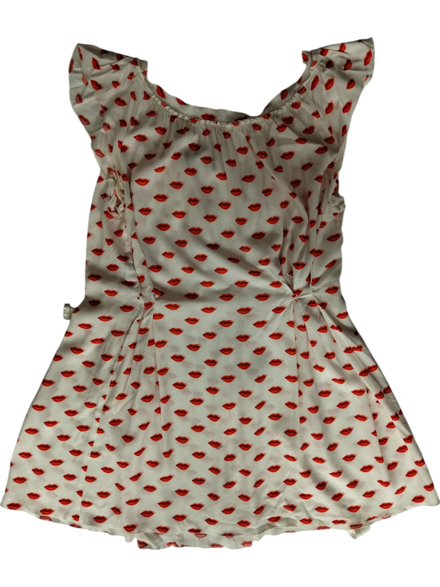 Prada Beige Dress With Overall Lips Pattern Size XS / US 0-2 / IT 36-38 - 3 Thumbnail