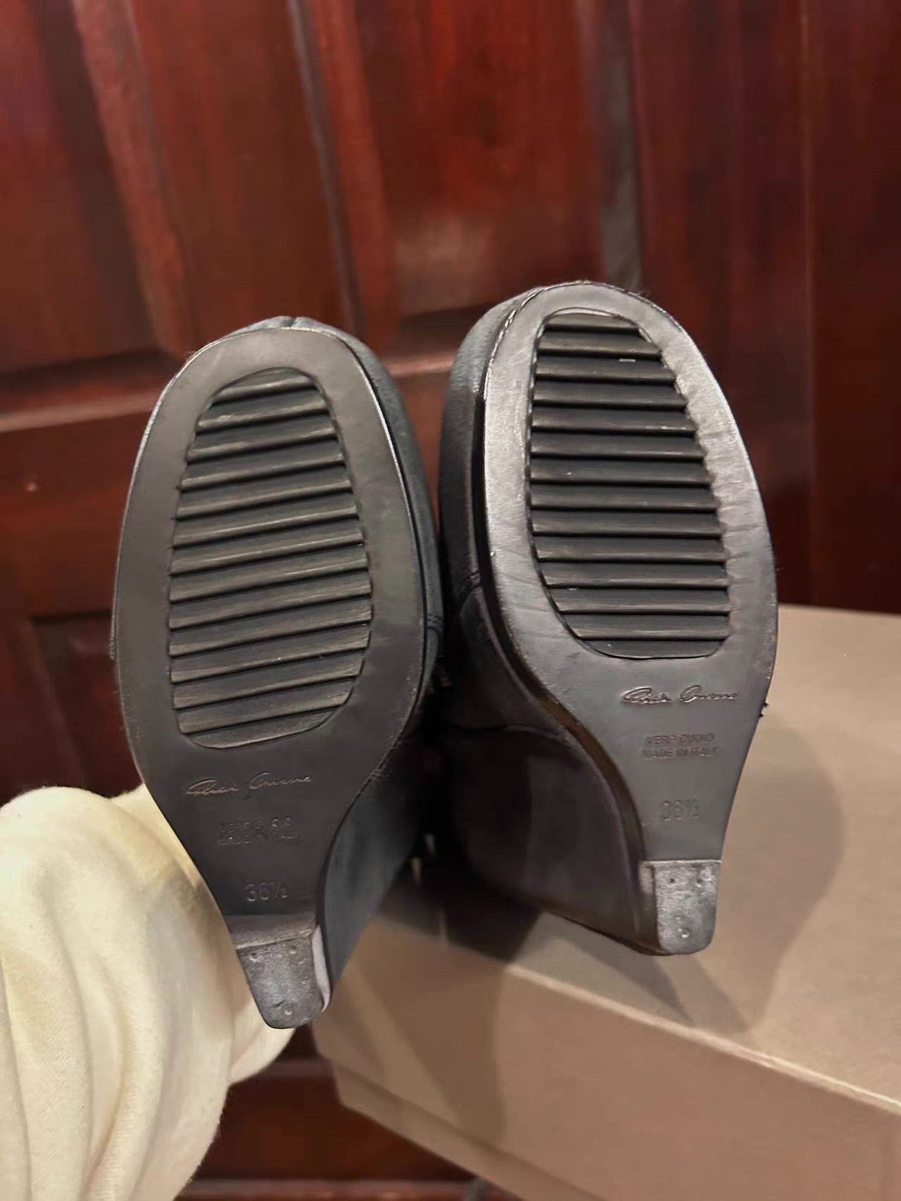 Rick Owens Rick Owens reverse‑leather wedge‑heel boots。Ｑ25 Size US 6 / IT 36 - 5 Thumbnail