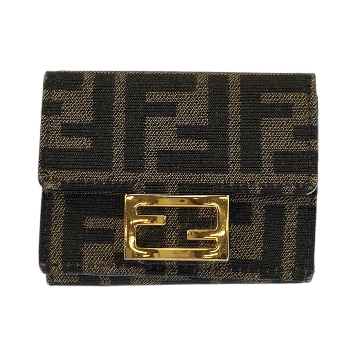 Fendi Fendi Fendi Baguette Micro Zucca Canvas Leather Wallet Textile Short Wallet 8M0395 DUTY FREE for USA Size ONE SIZE - 1 Thumbnail