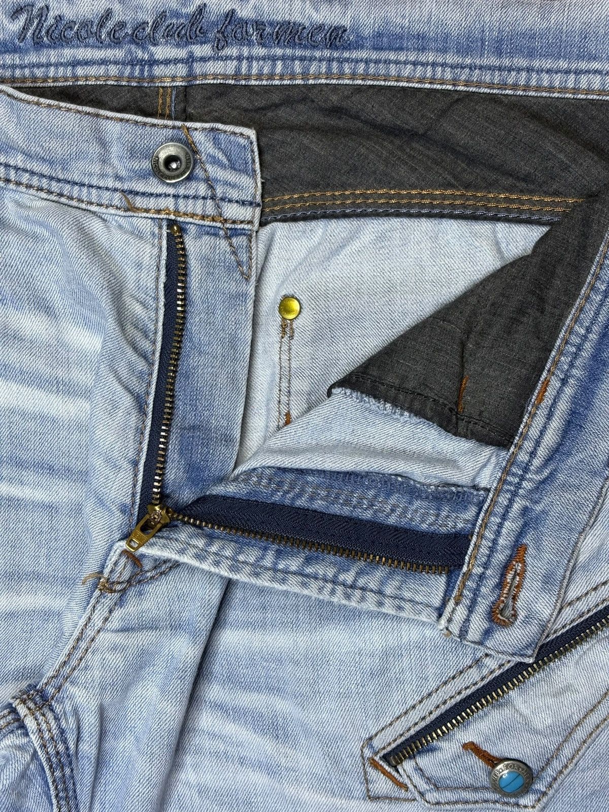 Japanese Brand × Nicole Club Vintage Nicole Club Light Wash Tactical Style Baggy Jeans Size US 35 - 9 Thumbnail