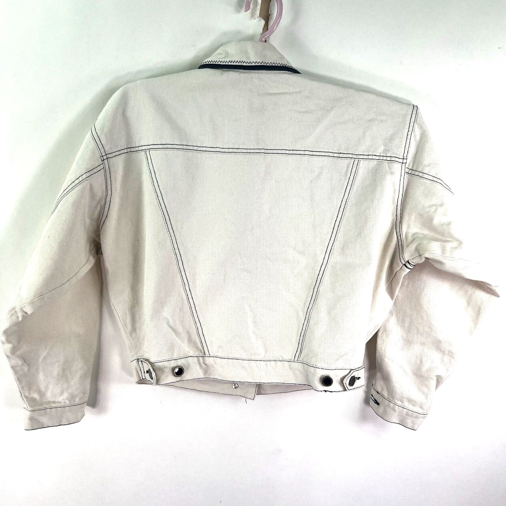 Vintage Carole Little Vintage Aztec Beaded Denim Jacket Womens Size 4 Ivory Geometric Beaded Mid-Length Jacket Size S / US 4 / IT 40 - 7 Thumbnail