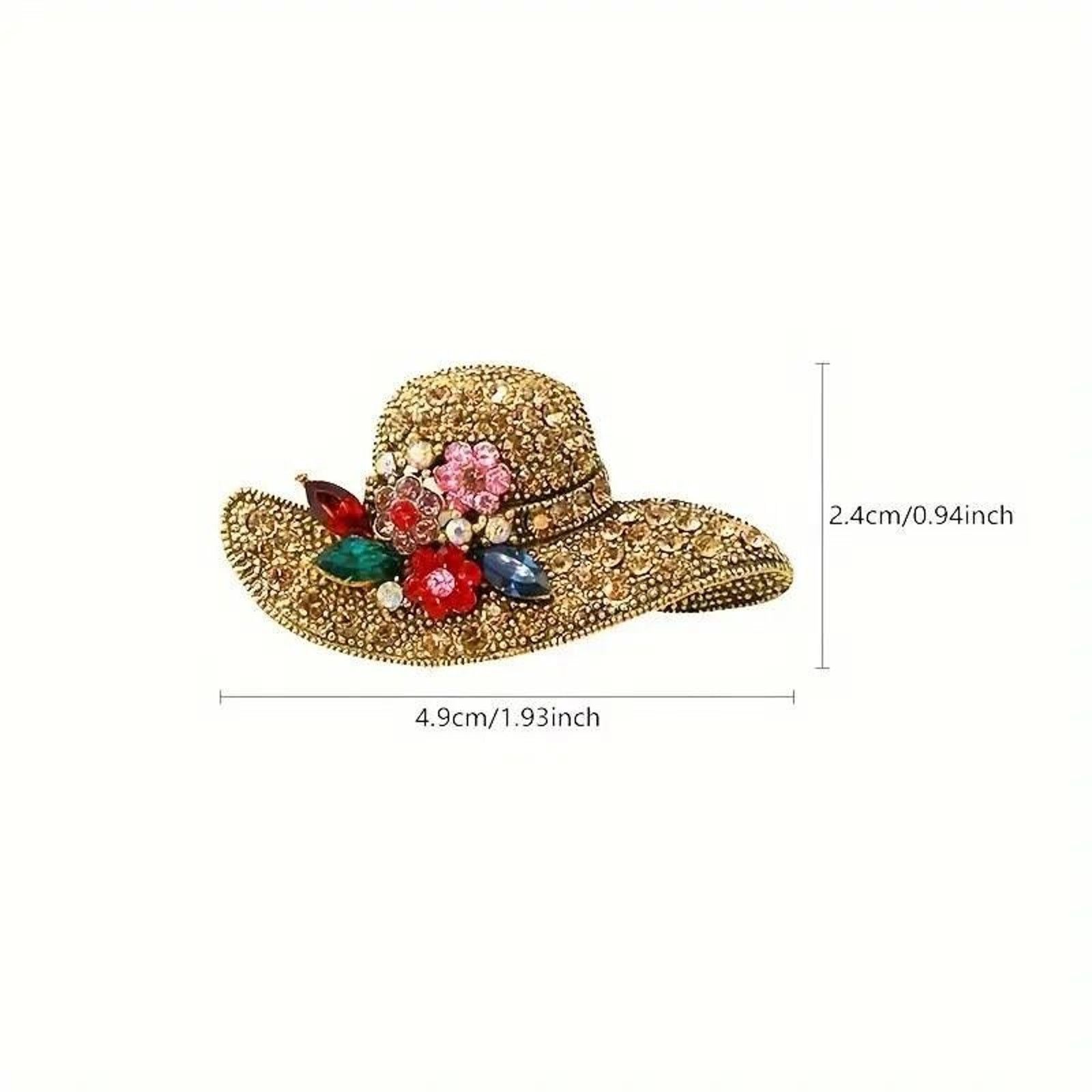 Other Hat Brooch Sparkling Marquis Cut Rhinestones •Blue Red Pink+ Size ONE SIZE - 3 Thumbnail