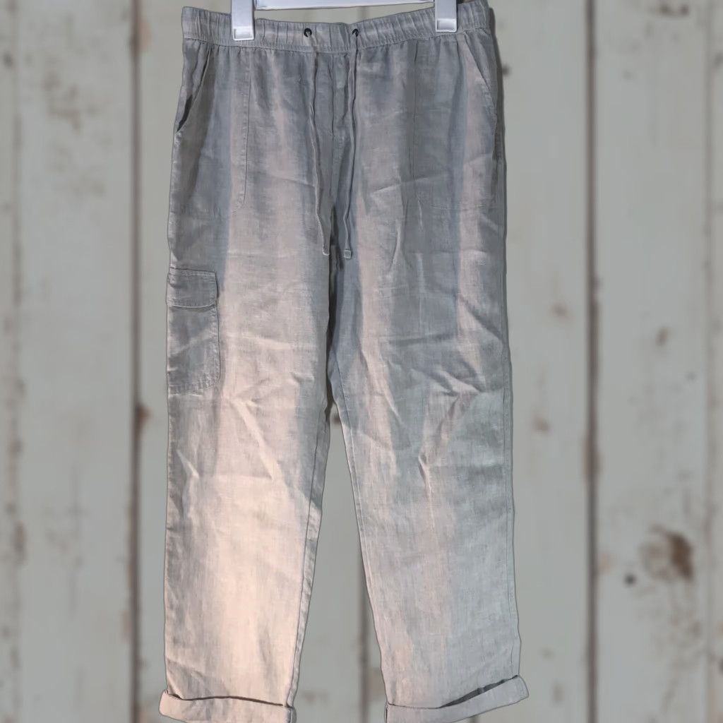 Rachel Zoe Rachel Zoe Linen Cargo Pants Womens Size L Beige Drawstring Lightweight Comfort Pockets Size 36" / US 14 / IT 50 - 1 Thumbnail