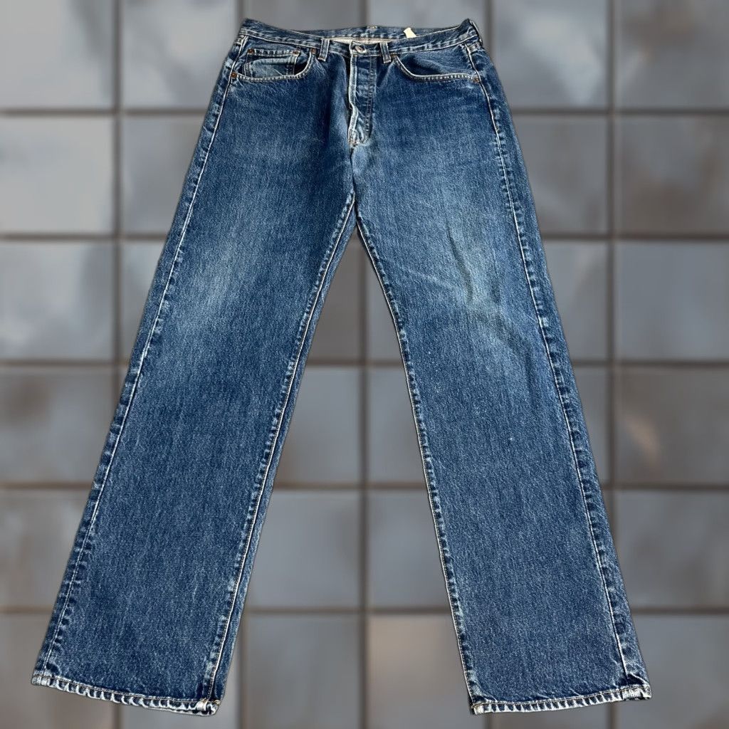 Replay Replay Jeans Relaxed Straight 32 Regular Mens Blue 100% Cotton Vintage Mid Wash Denim - 5-Pocket, Button Closure, Roomy Fit, Anbass, 34 Inside Leg Size US 32 / EU 48 - 1 Thumbnail