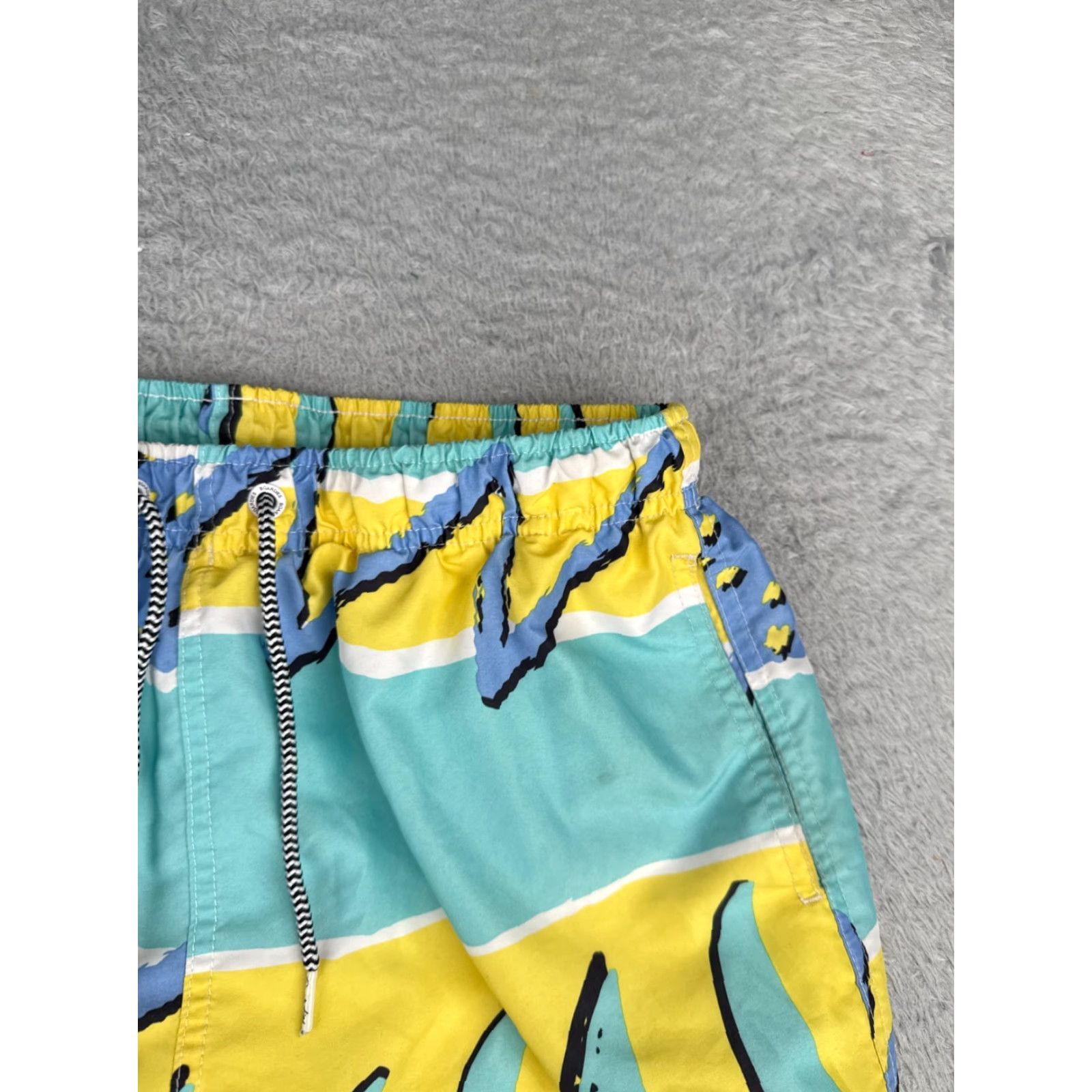 Vintage Boardies Shorts Womens Small Blue Yellow Lined Swim Run Beach Vacation 6" Size 32" / US 10 / IT 46 - 5 Thumbnail
