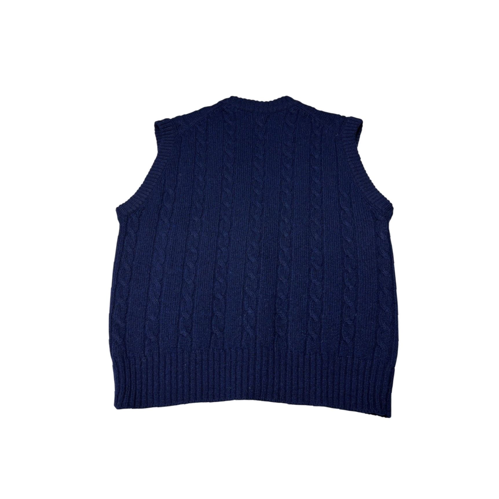 Vintage VINTAGE Christopher Hayes Mens Navy Blue 100% Wool Cable Knit Sweater Vest L Size US L / EU 52-54 / 3 - 3 Thumbnail