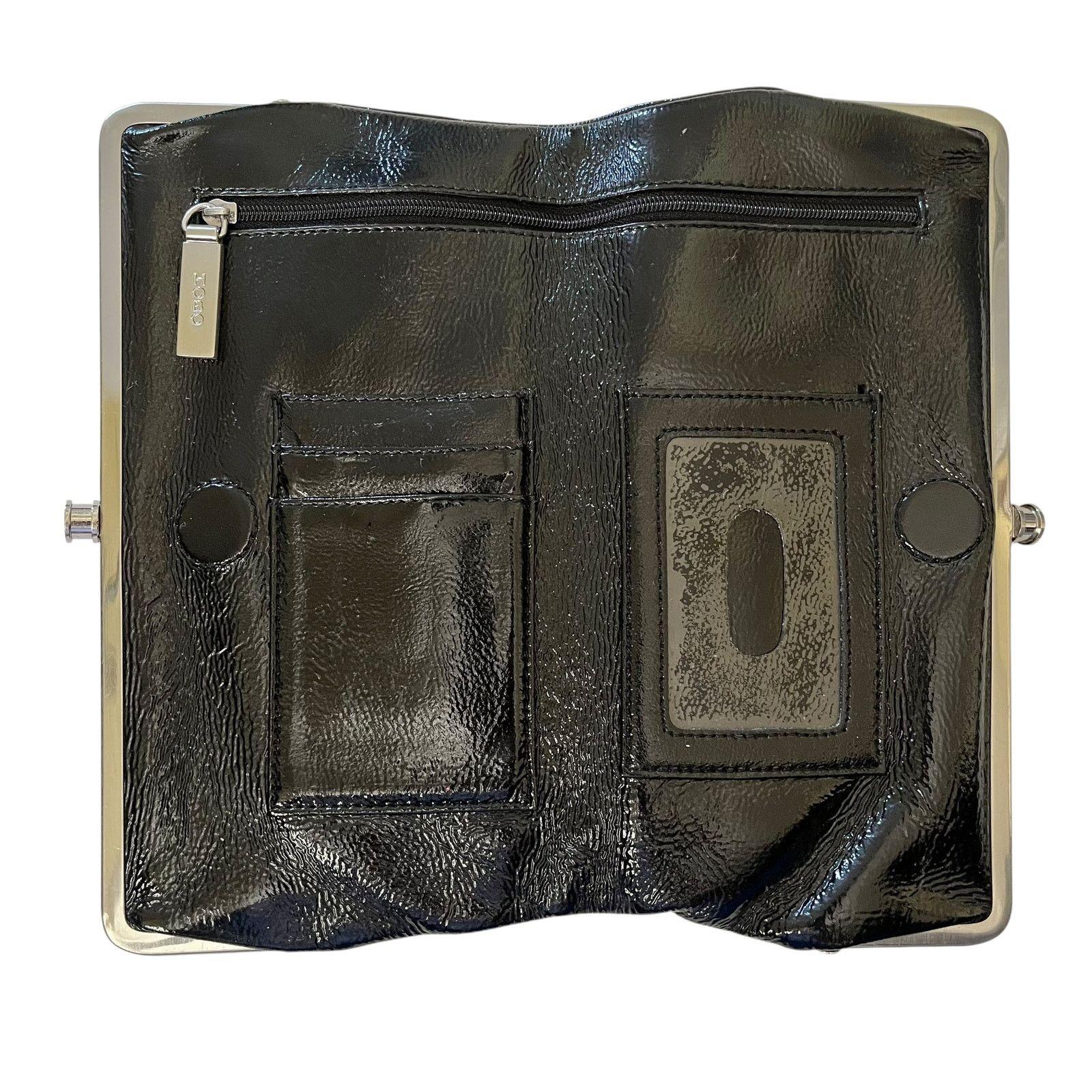 Hobo HOBO Lauren Black Crinkle Patent Leather Double-Frame Wallet Size ONE SIZE - 3 Thumbnail