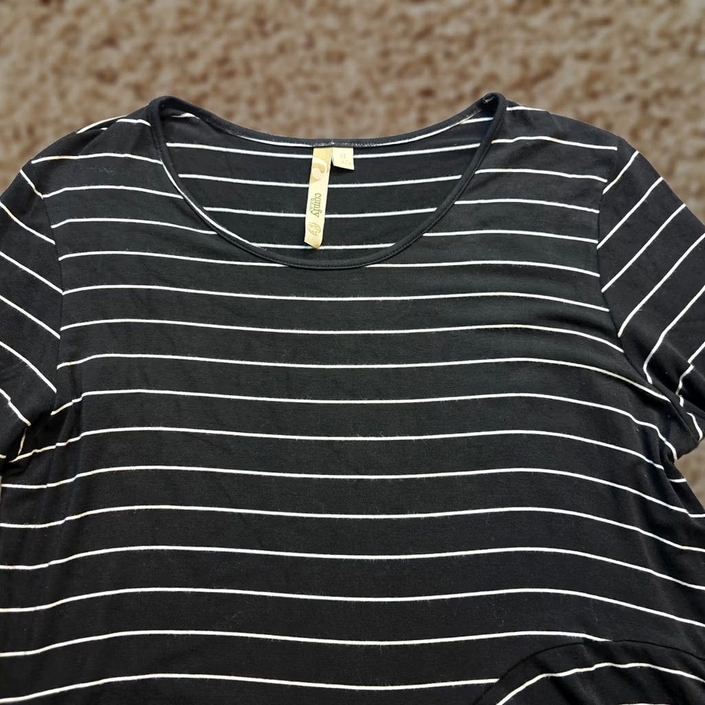 Vintage Comfy USA Top Womens Small Black Striped Tunic Long Sleeve Asymmetrical Casual Shirt Men/Women? Size S / US 4 / IT 40 - 1 Thumbnail