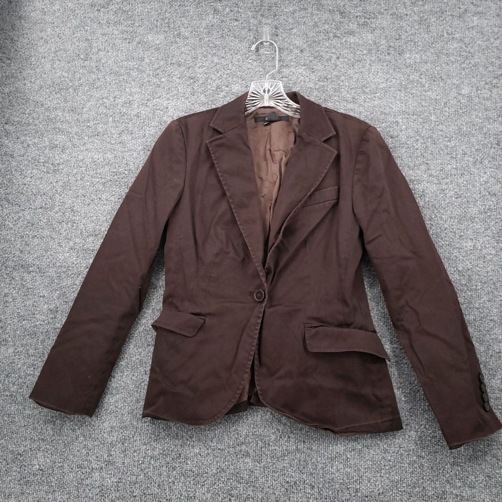 Zara Zara Blazer Jacket Womens Regular One-Button Notch Brown Solid Stretch Lined Wool Cotton Blend Spandex Casual Workwear Medium Size M / US 6-8 / IT 42-44 - 3 Thumbnail