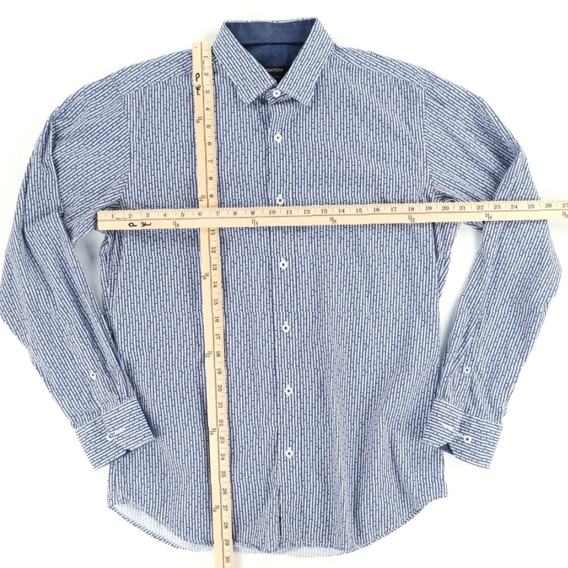 BUGATCHI Bugatchi Shirt Button Up Mens M Just Be Yourself Cotton Striped Blue Size US M / EU 48-50 / 2 - 3 Thumbnail