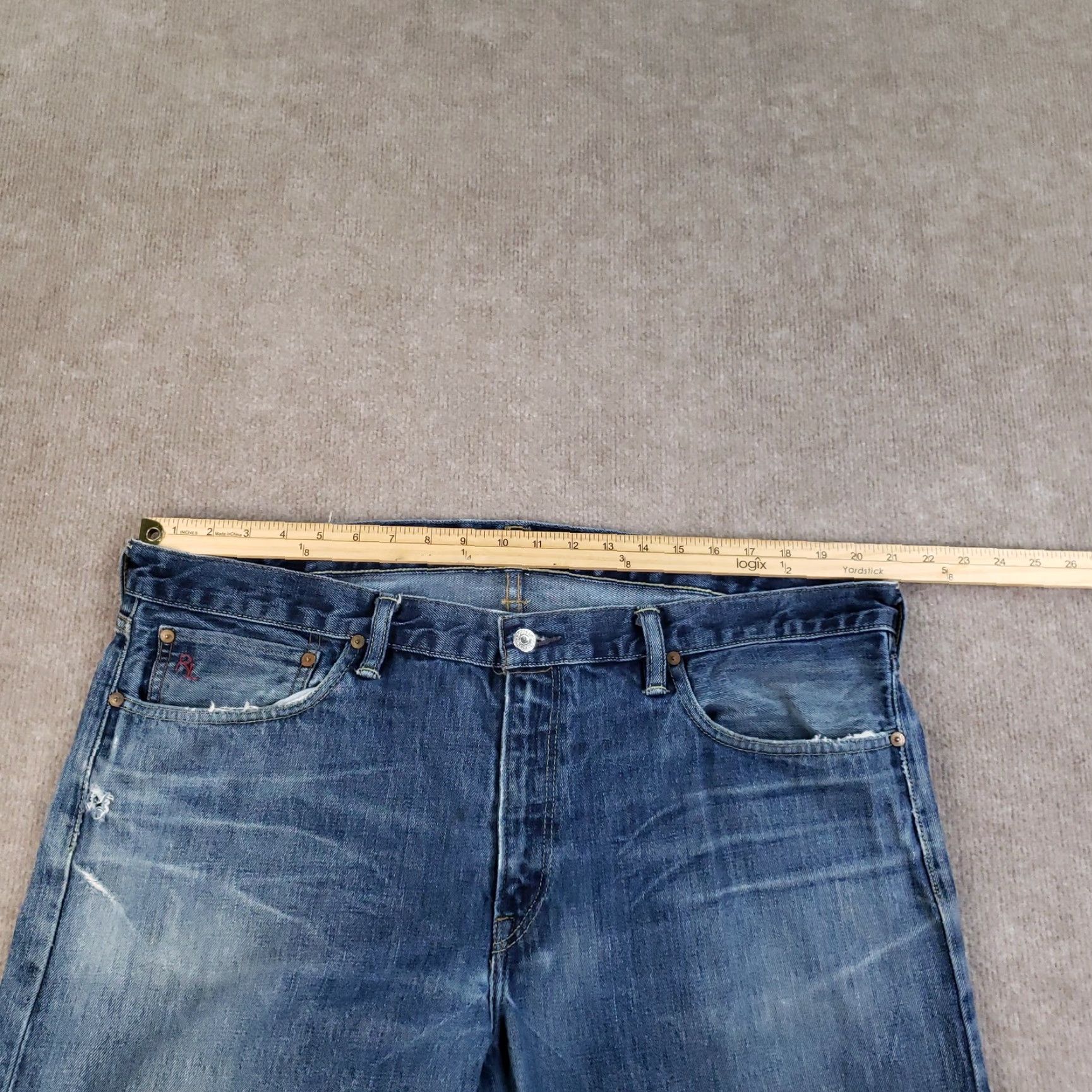 Ralph Lauren RALPH LAUREN Jeans 40x32 Blue Distressed Slim Straight Fit Denim Mens Size US 40 / EU 56 - 5 Thumbnail