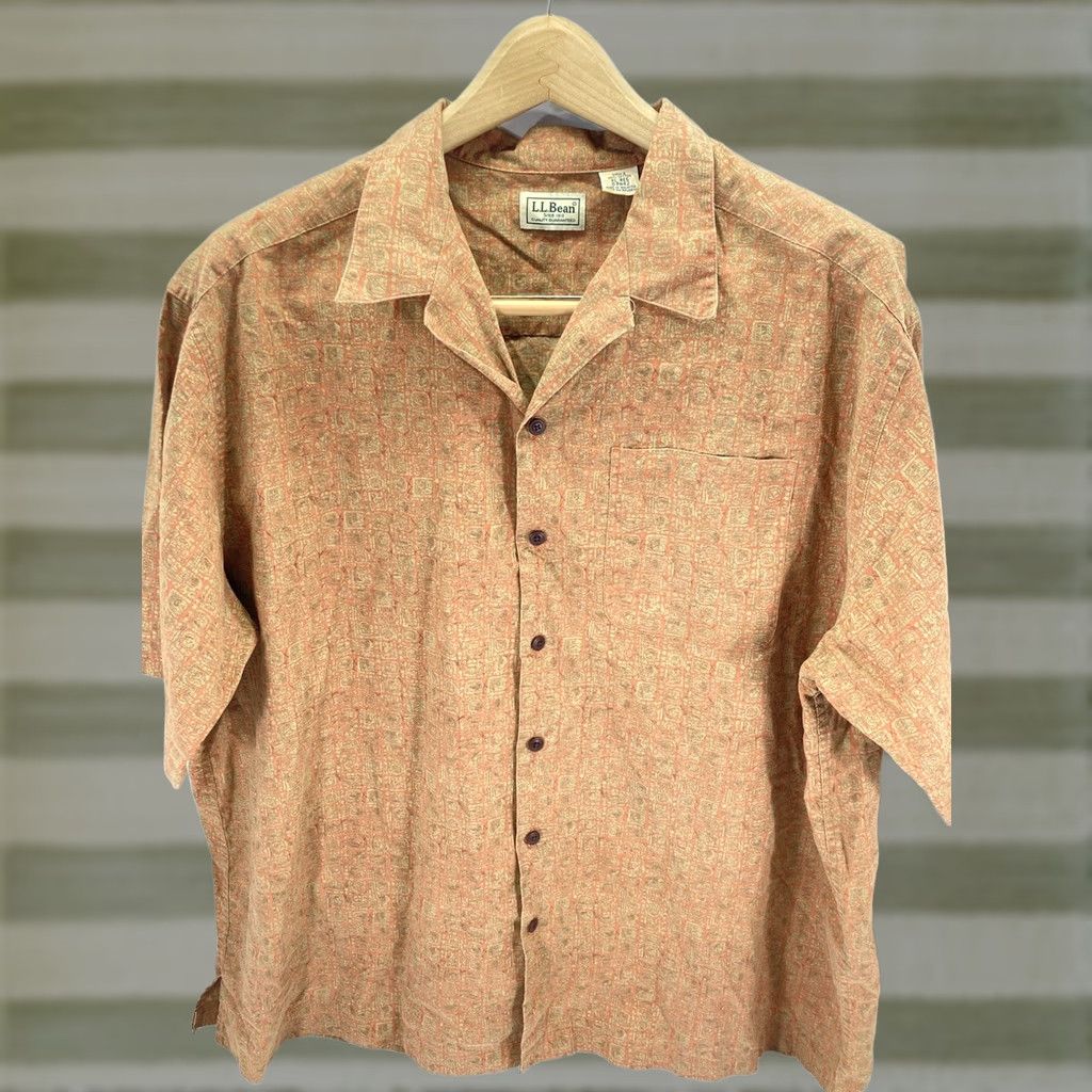 Vintage VINTAGE LL Bean Tiki Cabana Shirt Men XL Orange Button Short Sleeve Cotton Shirt Mens XL Orange Vintage Size US XL / EU 56 / 4 - 1 Thumbnail
