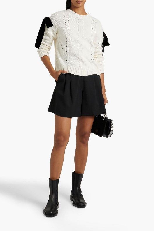 RED Valentino RED VALENTINO openwork knit sweater with ribbon. Size S Size S / US 4 / IT 40 - 1 Thumbnail