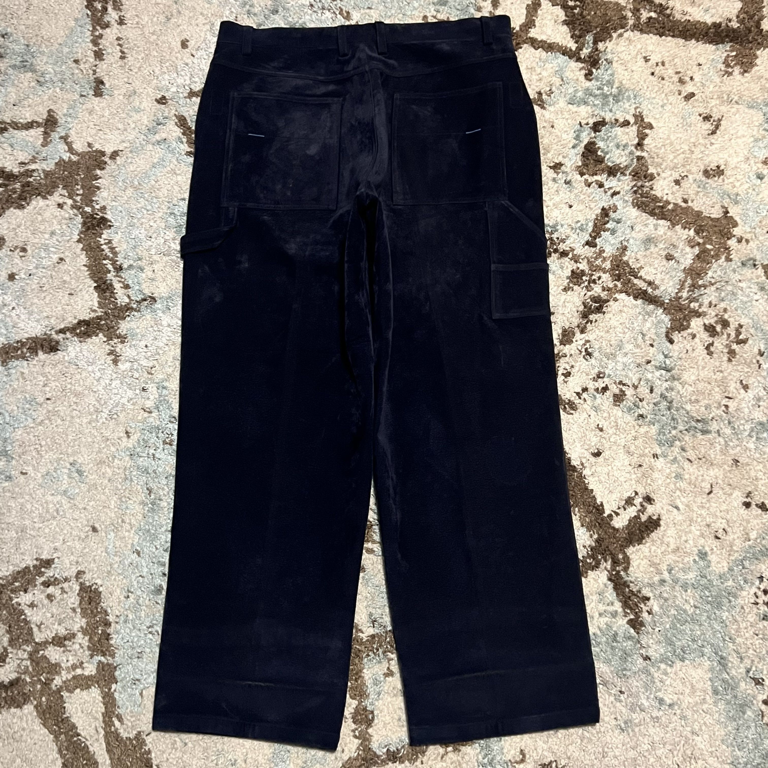 Koman Koman Faux Suede Pants Size 40x31 Navy Baggy 90s Y2K Size US 40 / EU 56 - 2 Thumbnail
