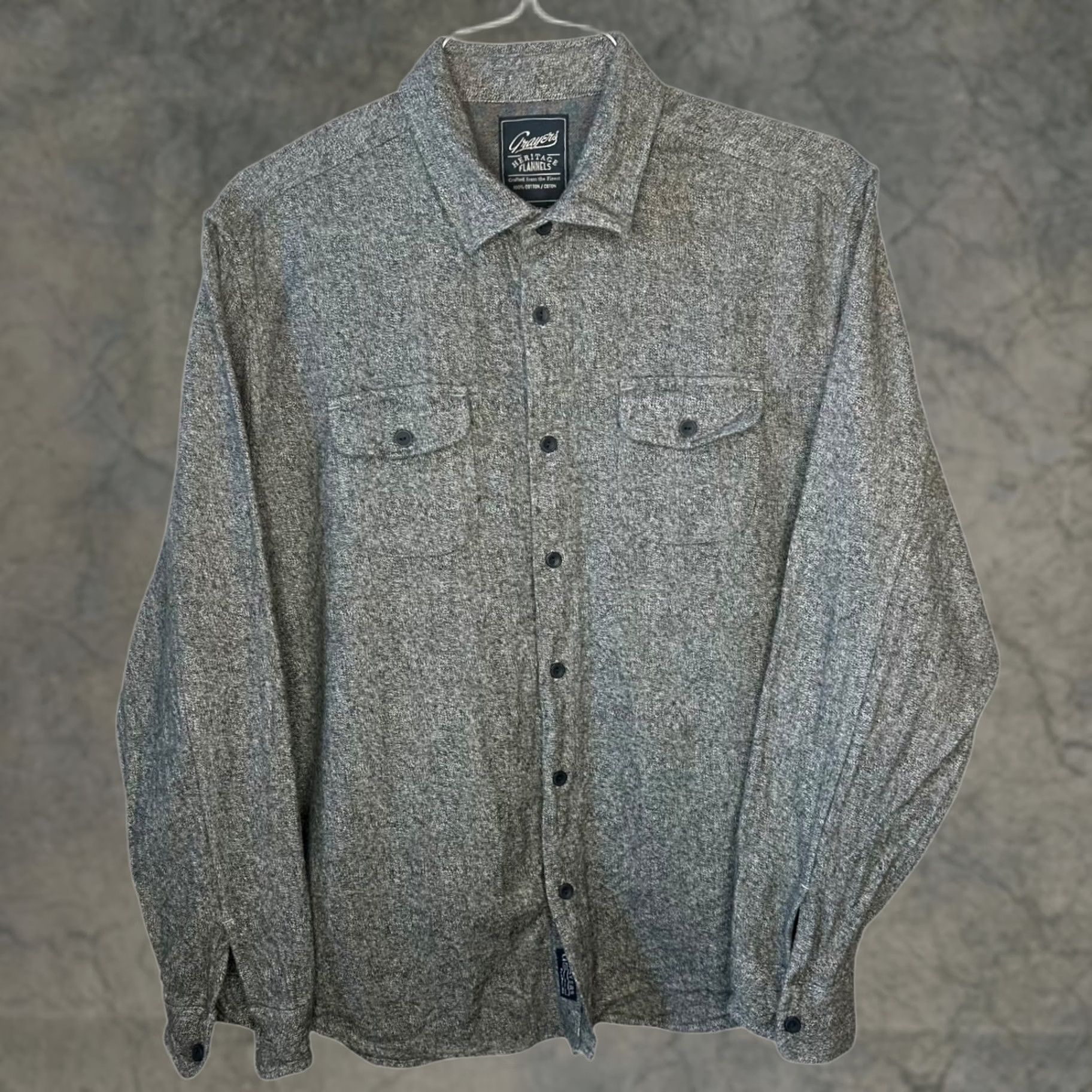 Grayers VINTAGE Crayers Heritage Flannels Shirt Men's Long Sleeve Button Up Large Gray Cotton Flannel Herringbone Pocket Button-Down Size US L / EU 52-54 / 3 - 1 Thumbnail