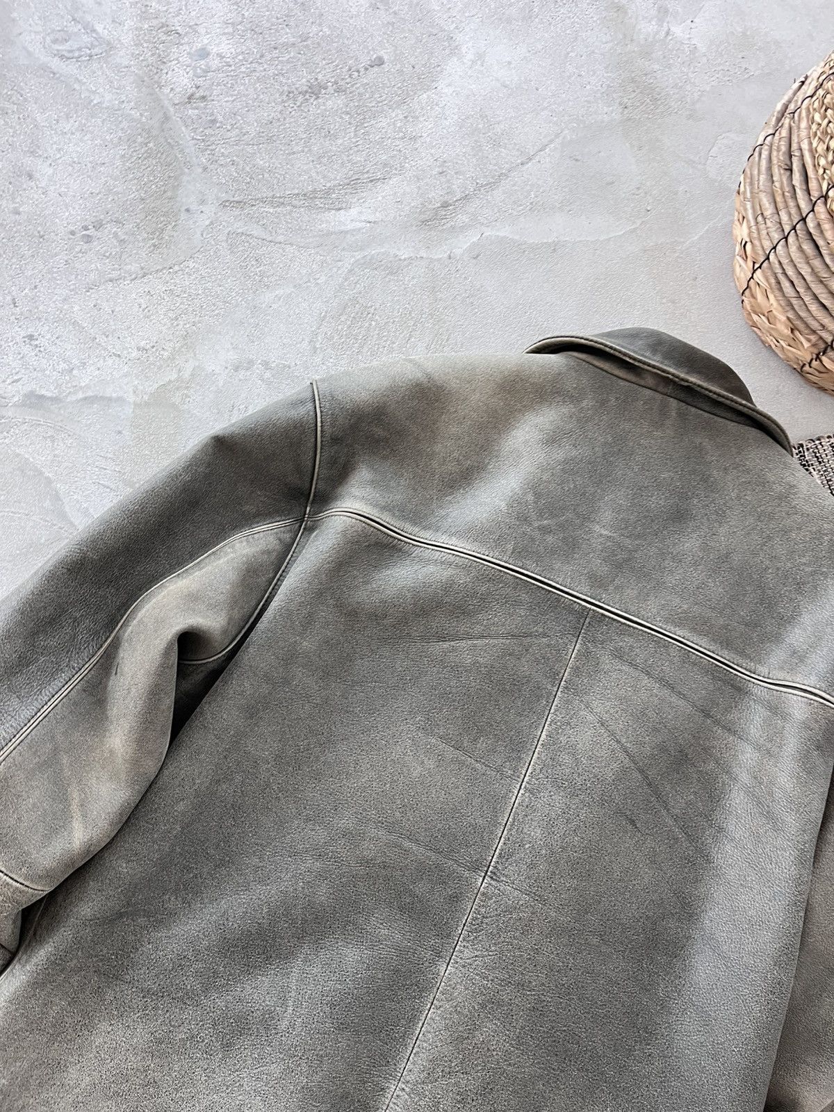 Genuine Leather Vintage Green-Grey Leather Coach Bomber Jacket Avantgarde Size XL / US 12-14 / IT 48-50 - 13 Thumbnail