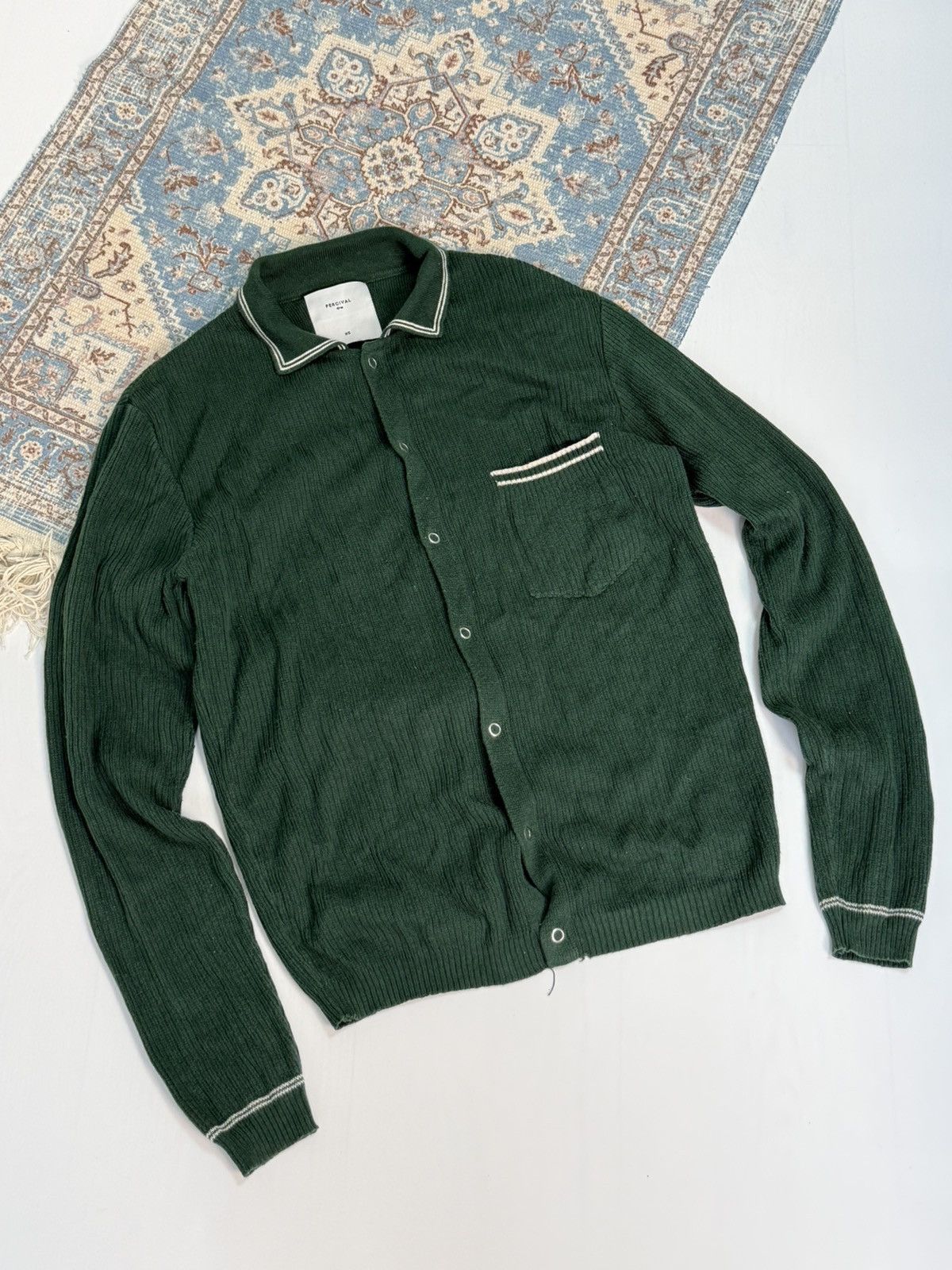 Percival Percival Green Cotton Cardigan Size in Fact S Size US XS / EU 42 / 0 - 1 Thumbnail