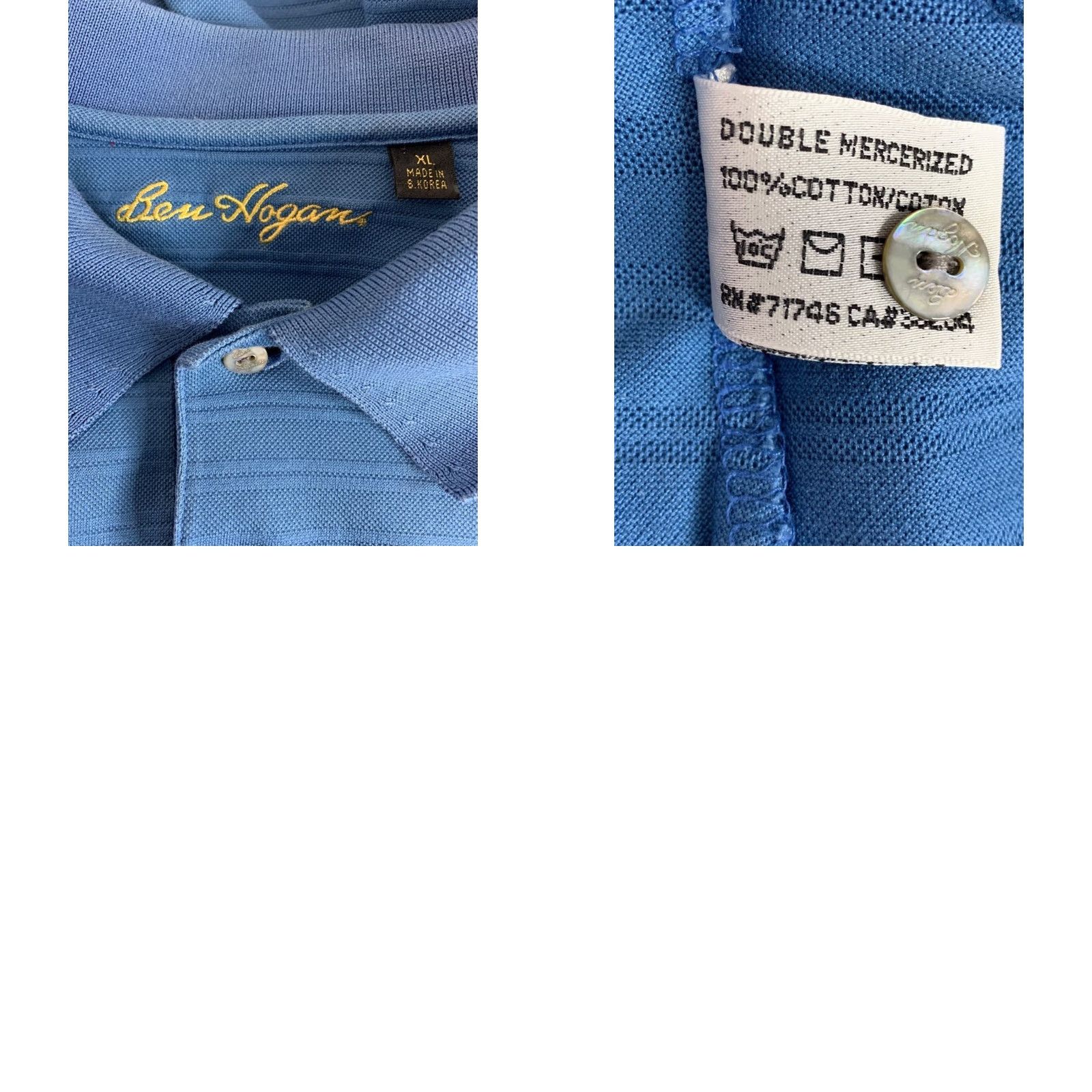 Hogan VINTAGE XL Ben Hogan Mens Golf Polo Shirt Blue Texture Stripe Short Sleeve Size US XL / EU 56 / 4 - 8 Thumbnail