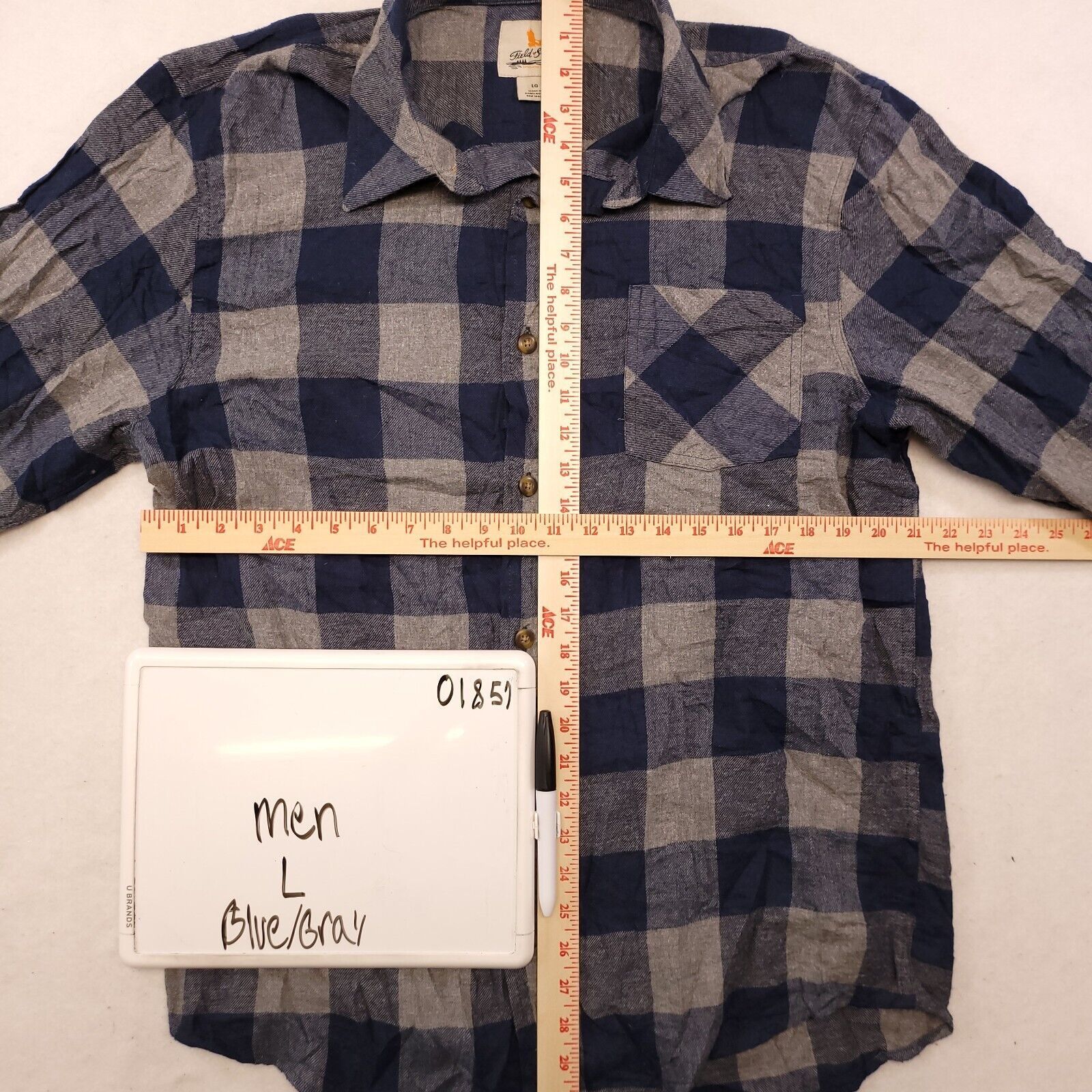 Field & Stream Field & Stream Gingham Flannel Shirt Mens Size Large L Blue Size US L / EU 52-54 / 3 - 6 Thumbnail
