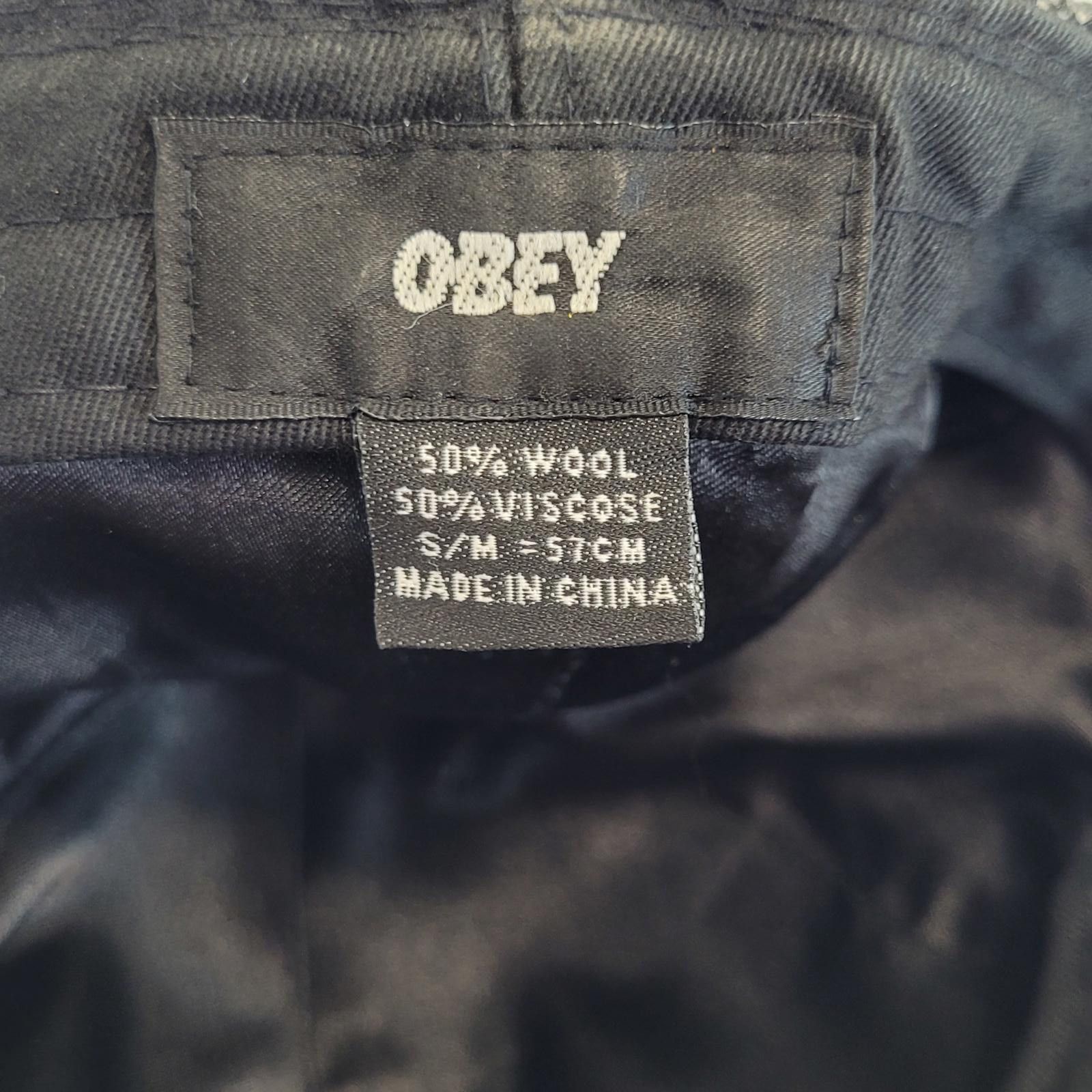 Other OBEY Black & Gray Herringbone Fitted Cap Wool Blend Hat S/M Size ONE SIZE - 5 Thumbnail