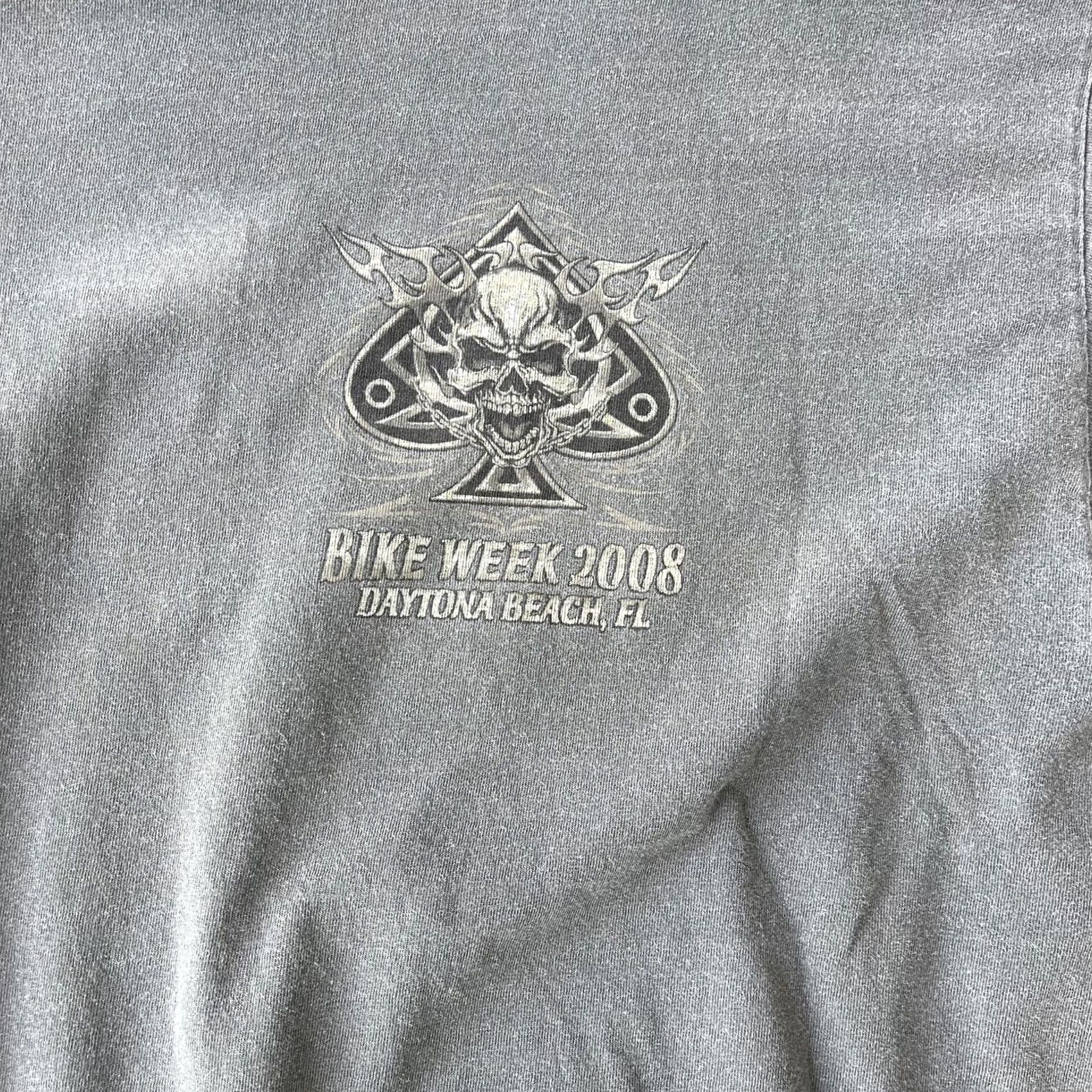 Anvil VINTAGE Bike Week 2008 Shirt Mens Large Gray Daytona Beach Skull Biker Tee 00s Size US L / EU 52-54 / 3 - 3 Thumbnail