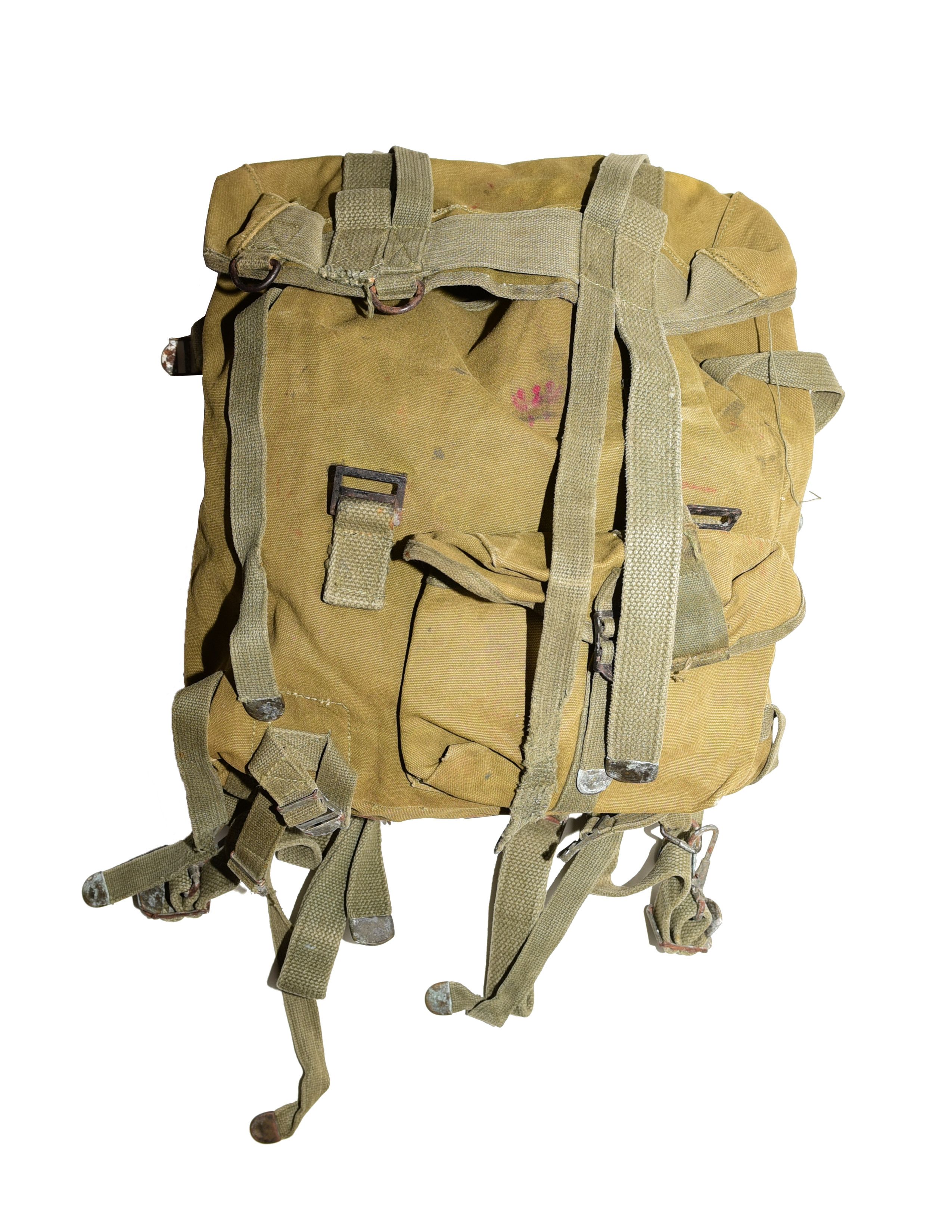 image of Vintage Korean War Military Backpack in Khaki, Men's