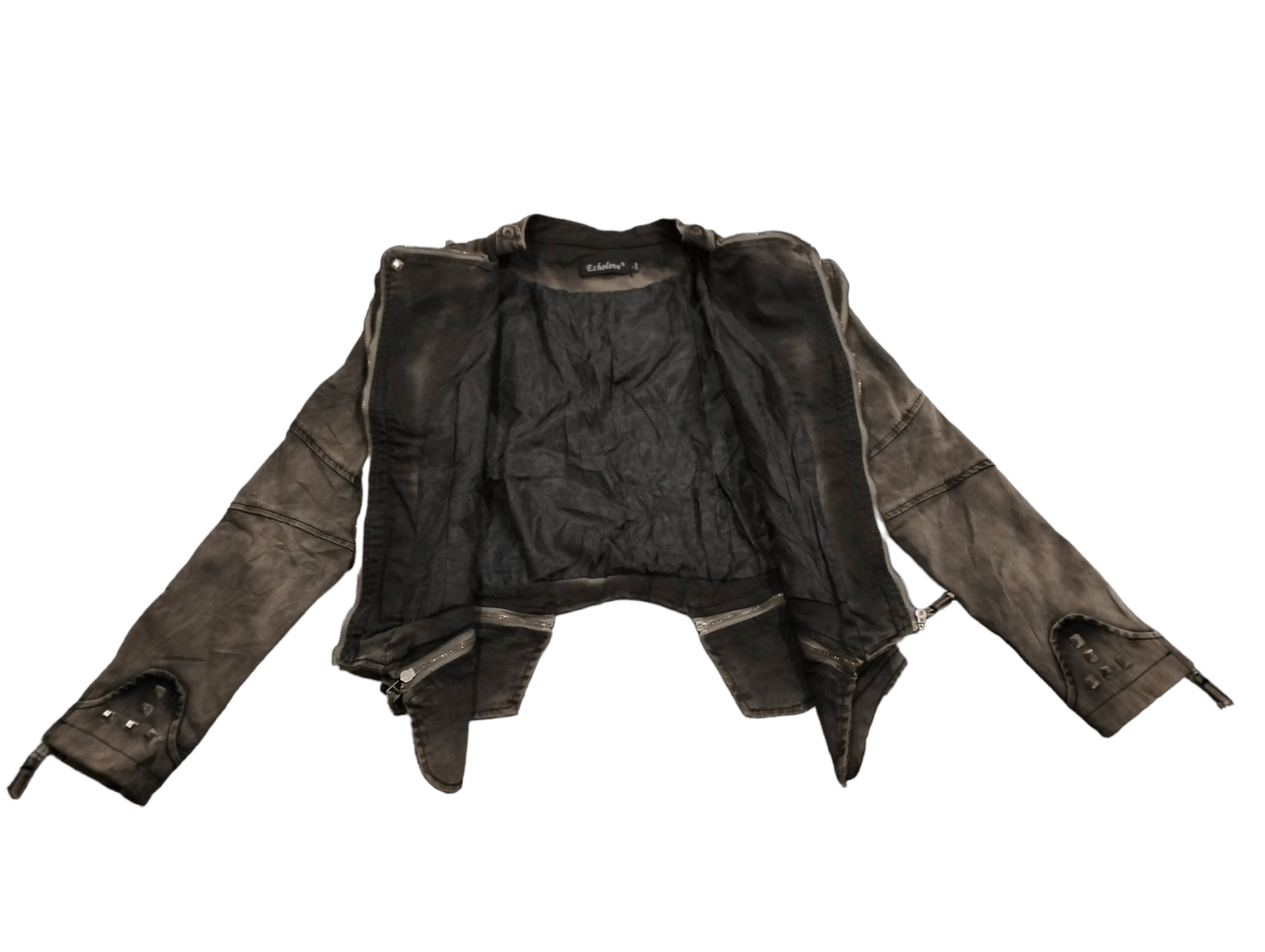 Japanese Brand RARE💥Echolove Zippers and Studs Black Washed Denim Jacket Size S / US 4 / IT 40 - 5 Thumbnail