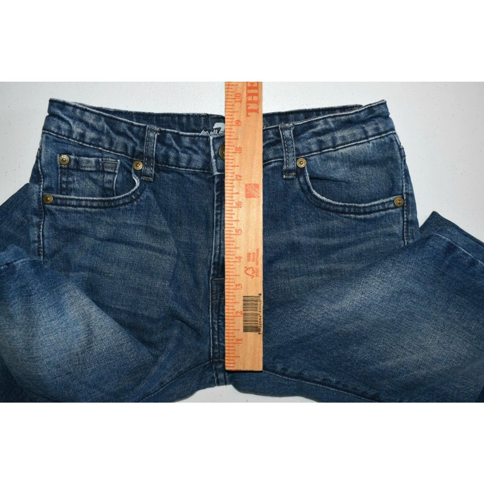 7 For All Mankind 7 For All Mankind Jeans Womens 26x27 Straight Leg Regular Rise Mid Inseam 27 Blue Cotton Blend Denim Size 12 XS? Wait Size 26" / US 2 / IT 38 - 4 Thumbnail