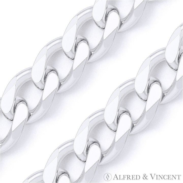 Other 14mm Curb Chain Necklace in Solid .925 Sterling Silver 20" Size ONE SIZE - 2 Thumbnail