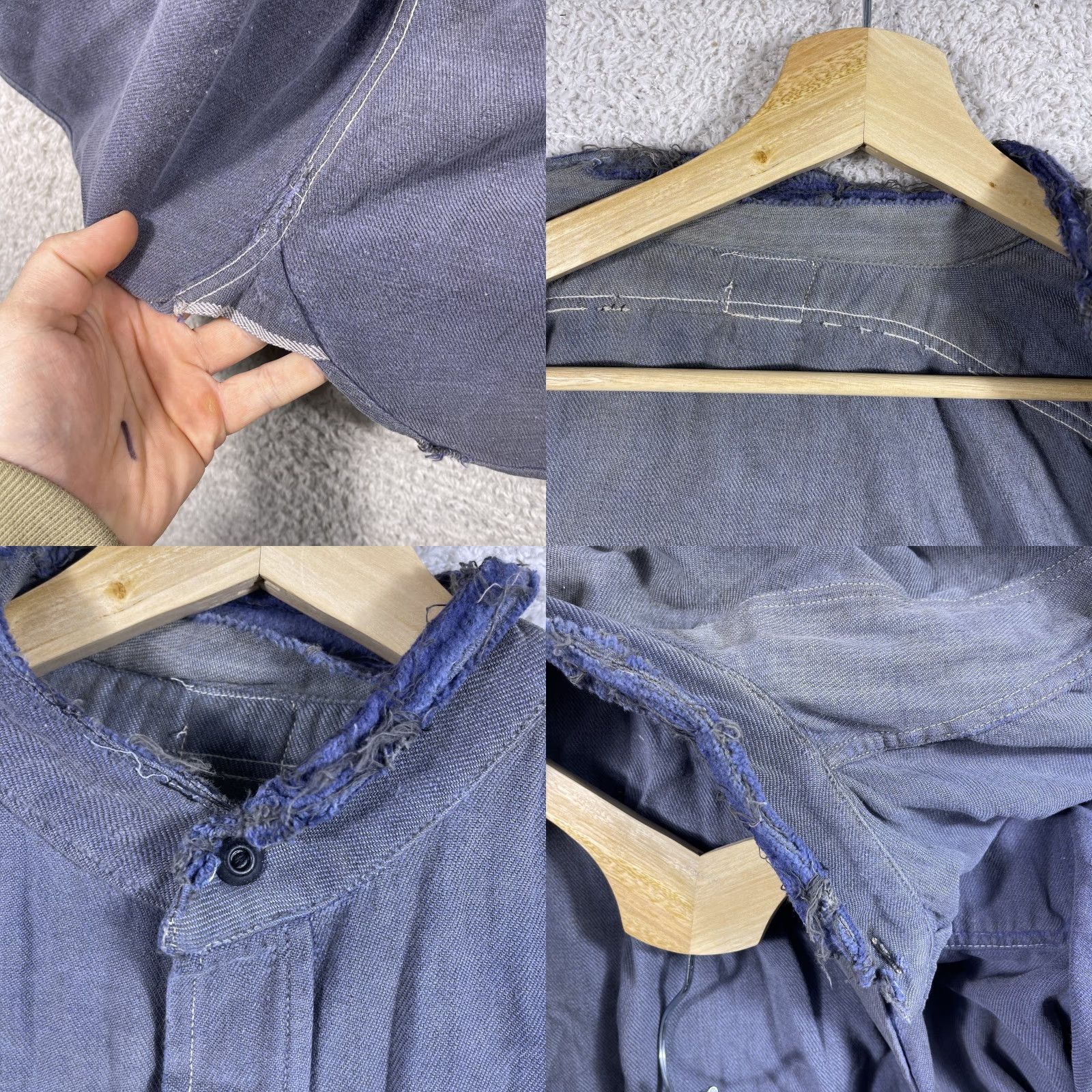 Vintage VINTAGE 1940s Work Shirt Mens Large Blue Band Collar Button Front Hercules USA Shirt Size US L / EU 52-54 / 3 - 8 Thumbnail
