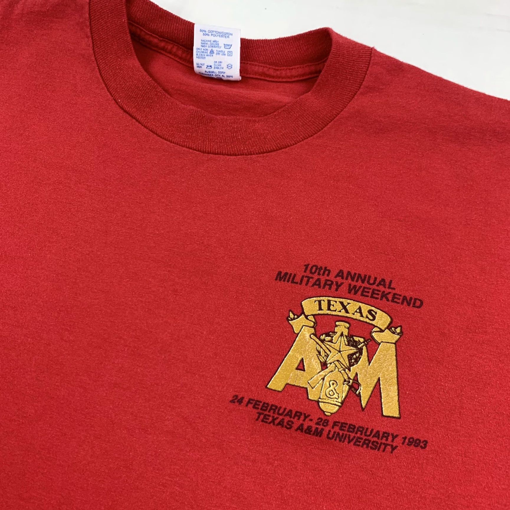 Jerzees VINTAGE Texas A&M Combat Bash T Shirt Adult Large Red Crew Neck Short Sleeve 1993 College Party Military Men L Jerzees Size US L / EU 52-54 / 3 - 4 Thumbnail