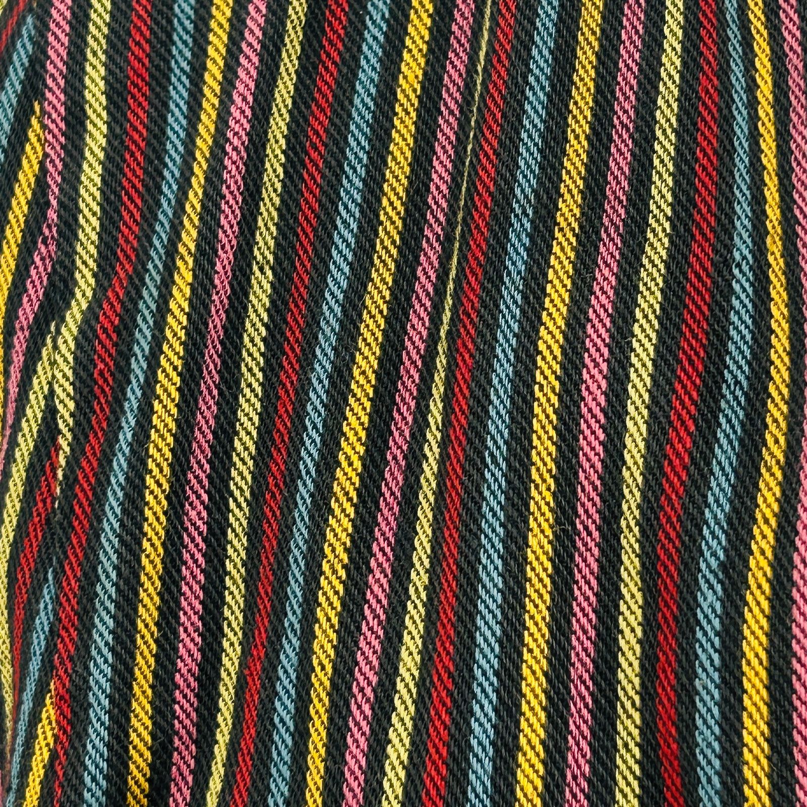 Handmade 80s Handmade Denim Black Rainbow Striped Long Coat Duster Size L / US 10 / IT 46 - 3 Thumbnail