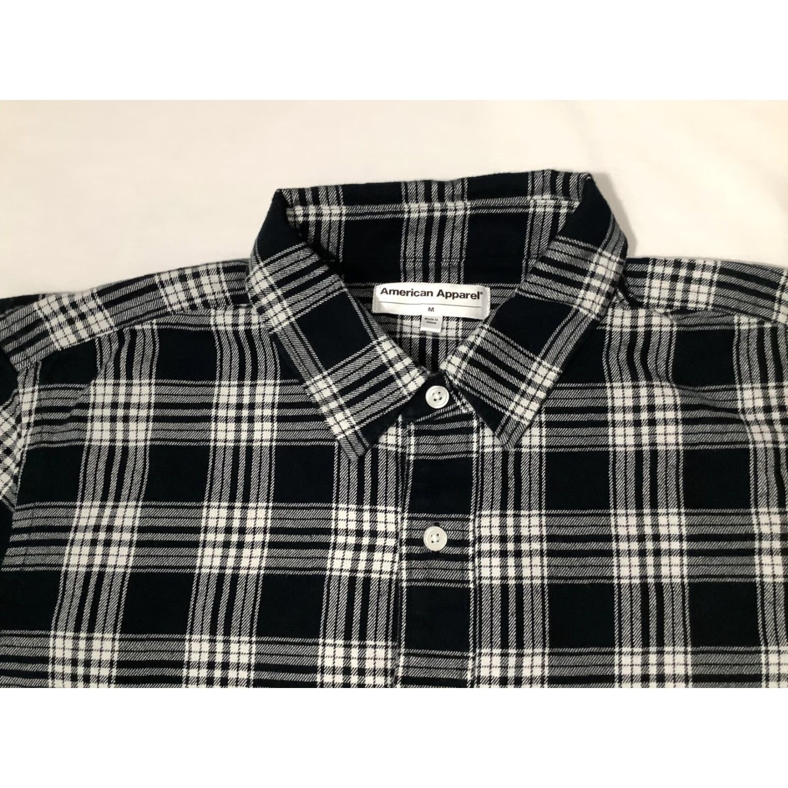 American Apparel VINTAGE? No. American Apparel Shirt Mens Medium Black White Plaid Flannel Button Long Sleeve Size US M / EU 48-50 / 2 - 2 Thumbnail