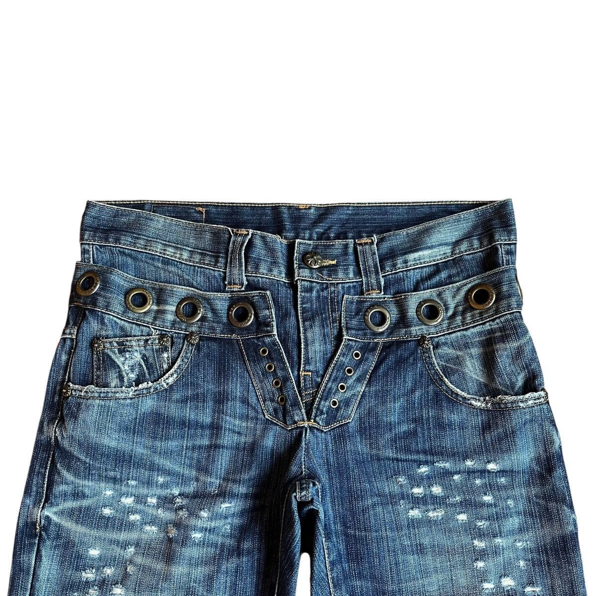 Japanese Brand Y2K Double Waist Studded Denim Pants Size US 33 - 2 Thumbnail