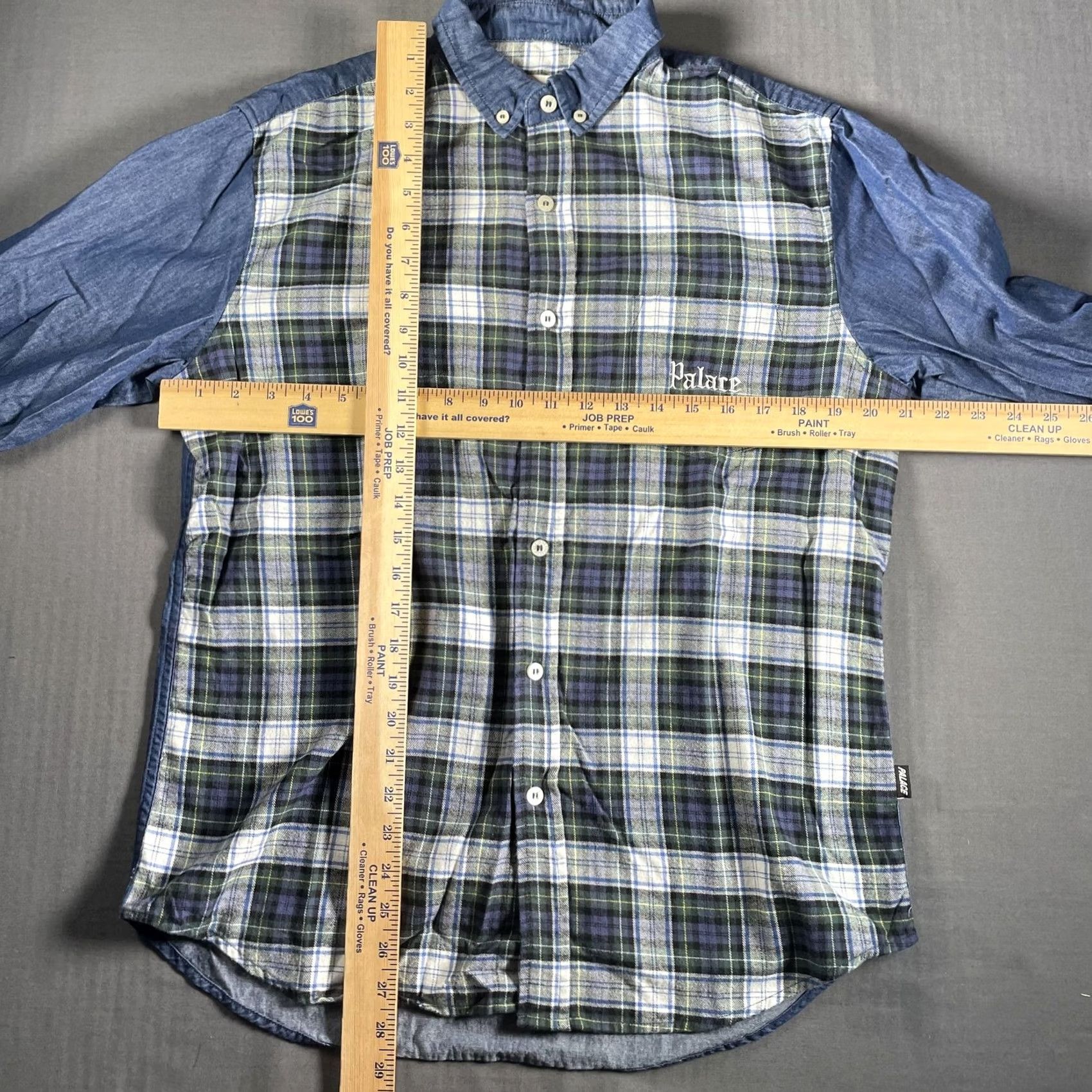Palace Palace Check Panel Chambray Shirt Mens M Blue Plaid Button Down Skateboard Size US M / EU 48-50 / 2 - 5 Thumbnail