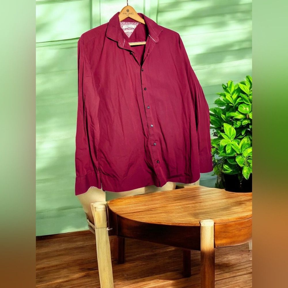 Designer Arturo Calle sz XL Men's Burgundy / Maroon Shirt Size US XL / EU 56 / 4 - 1 Thumbnail