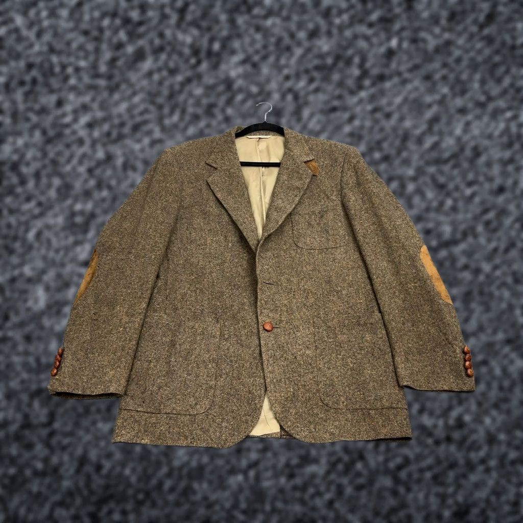 Stafford VINTAGE Stafford Blazer Mens 40L Brown Wool Suede Elbow Patches Classic Academic Size 40R - 1 Thumbnail