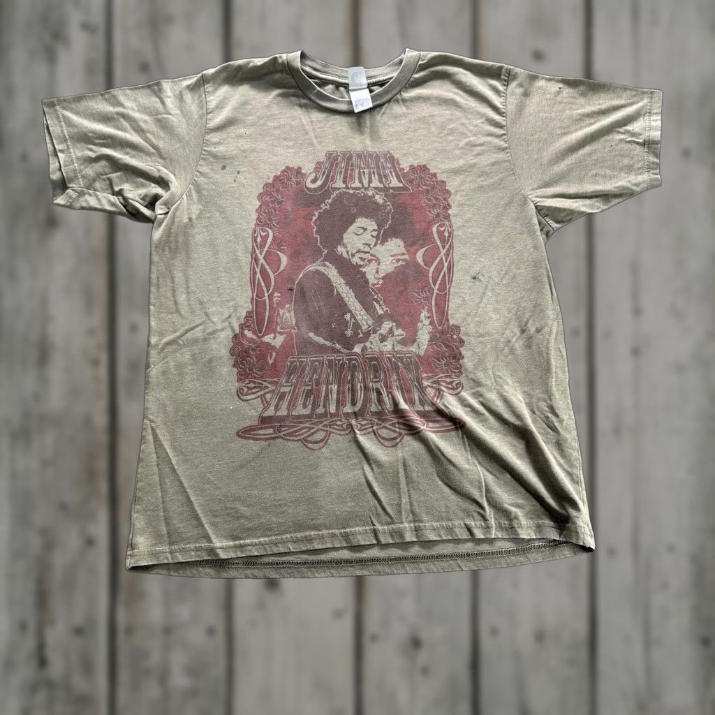 Vintage VINTAGE Jimi Hendrix Shirt Mens Large Beige Psychedelic Graphic Band Tee Rock Music Size US L / EU 52-54 / 3 - 1 Thumbnail