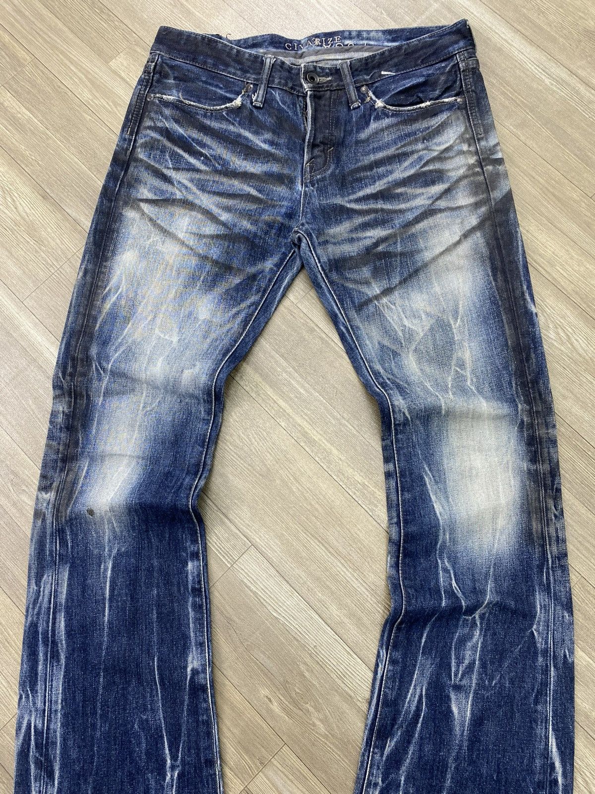 If Six Was Nine 2000s Fuga Cavarize Clawmarks Distressed Faded Flared Jeans Size US 32 / EU 48 - 6 Thumbnail