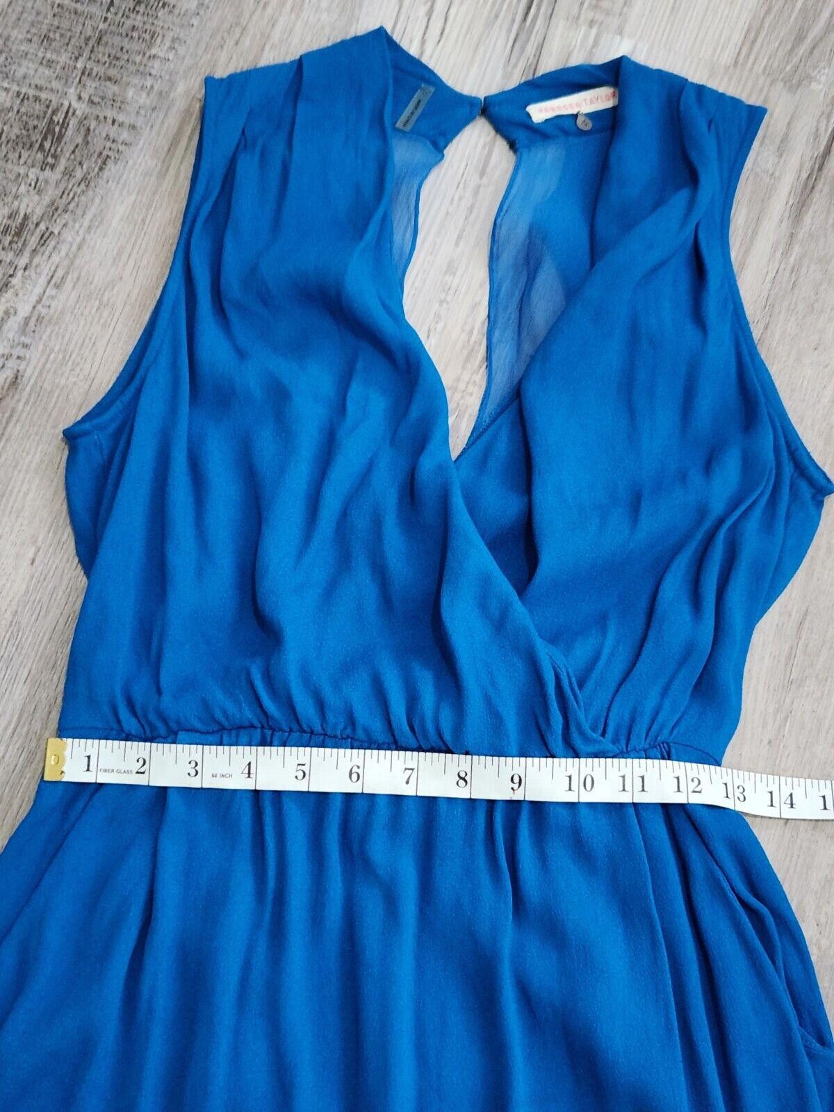 Designer Rebecca Taylor Dress Size 4 Blue V Neck Drapey Silk Blue Size S / US 4 / IT 40 - 4 Thumbnail