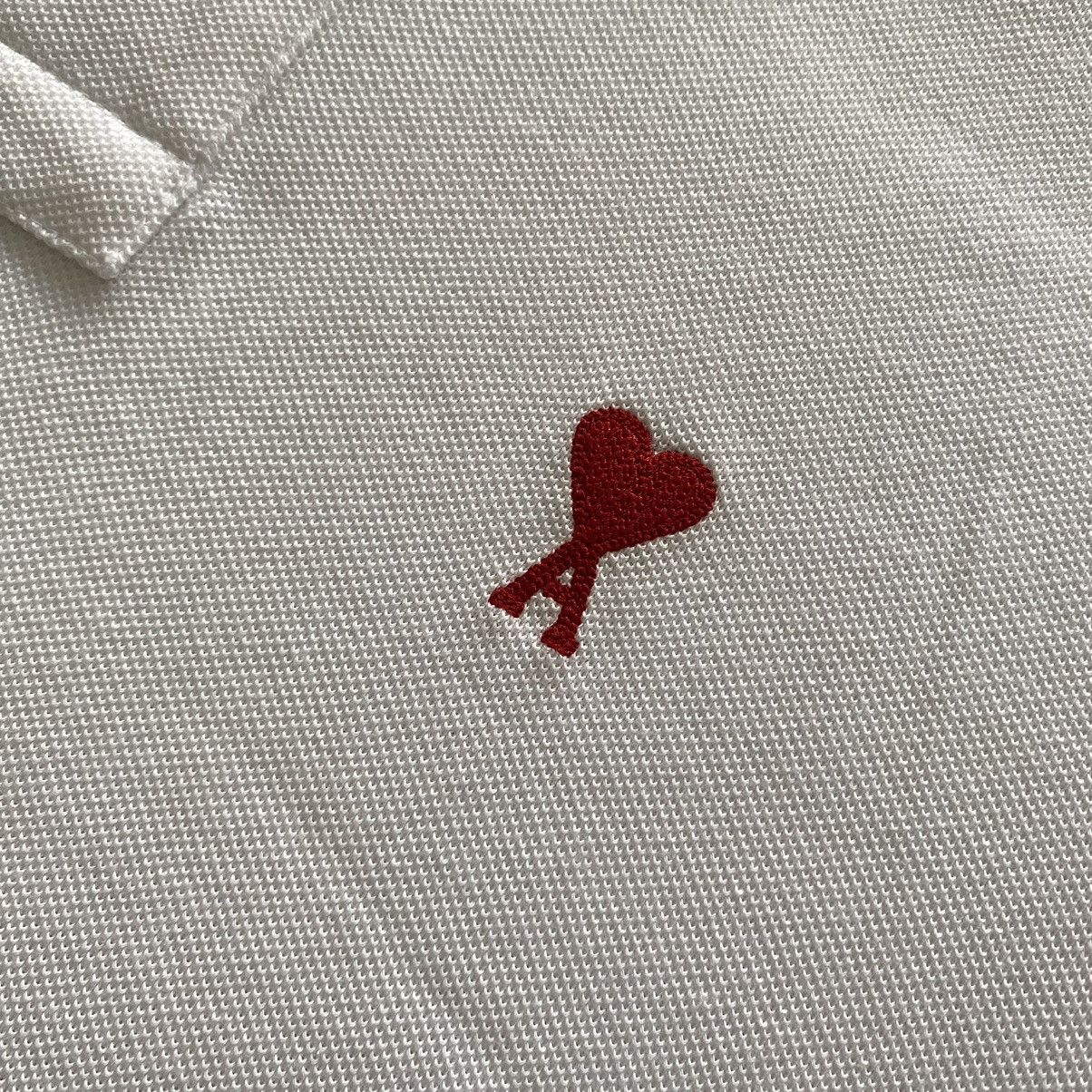 AMI AMI PARIS 'Ami de coeur' Polo Shirt WHITE Size M / US 6-8 / IT 42-44 - 3 Thumbnail