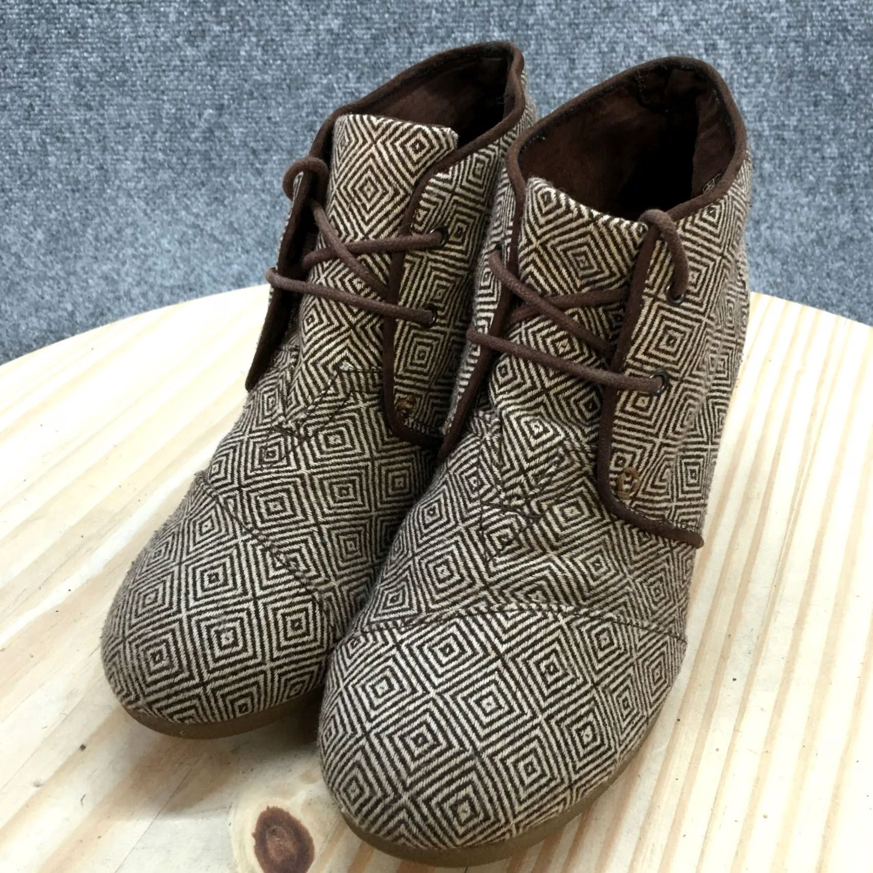 Toms Toms Boots Womens 9 Herringbone Desert Ankle Booties Brown Wedge Lace Up 690515 Size US 9 / IT 39 - 3 Thumbnail